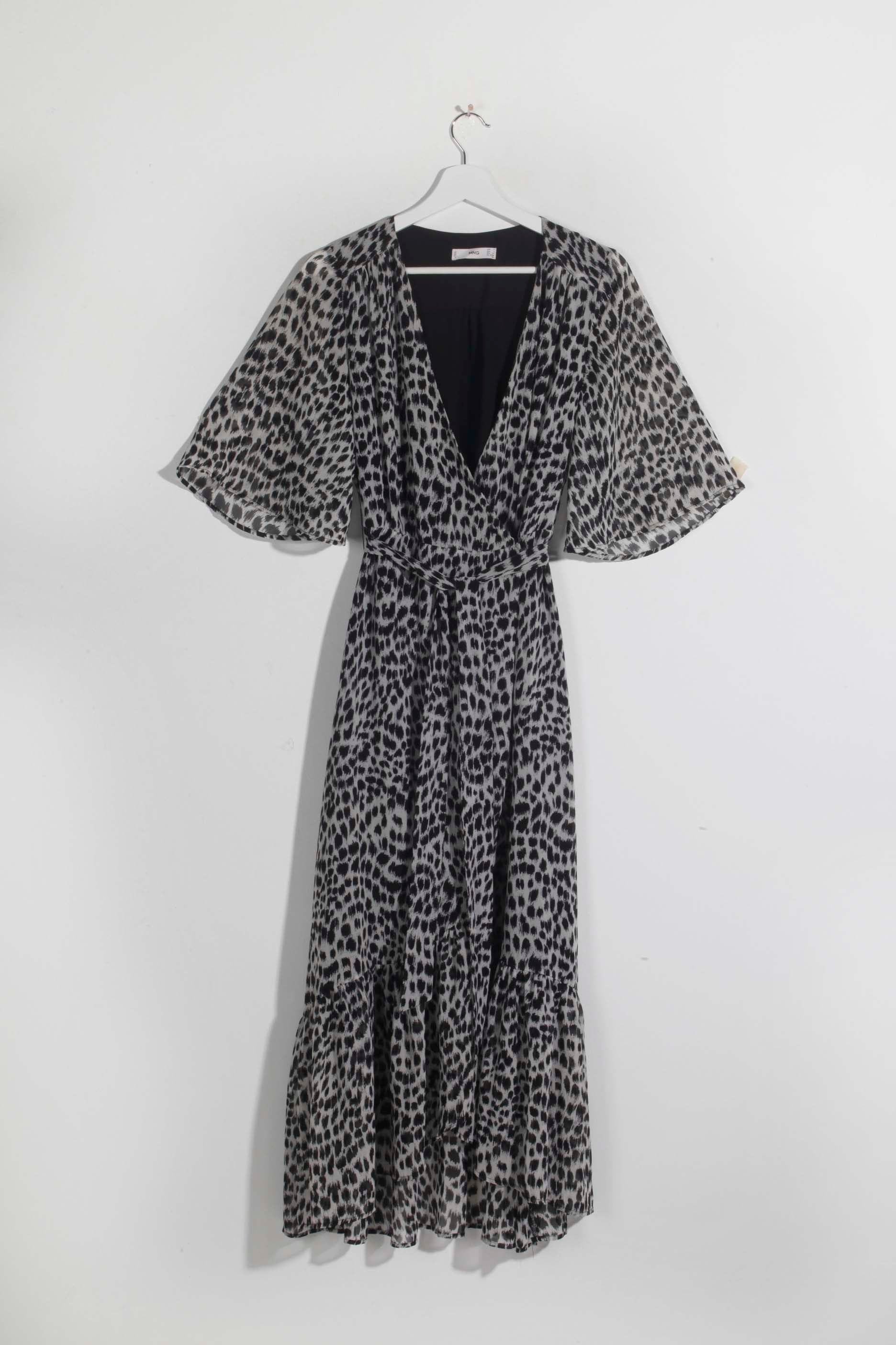 Mango Leopard Print Maxi Wrap Dress