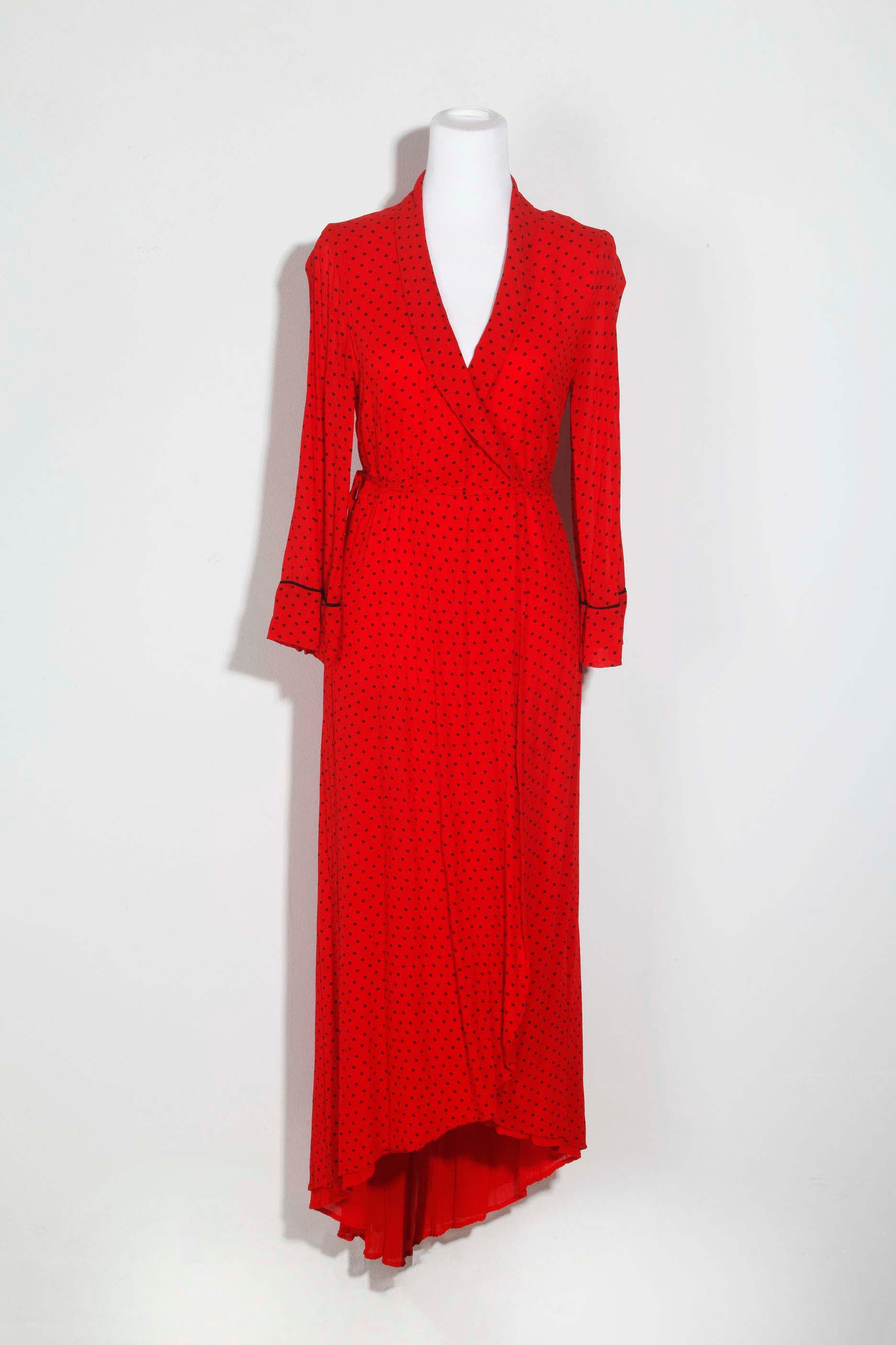 Ganni Red Polka Dot Wrap Dress (Eu38)