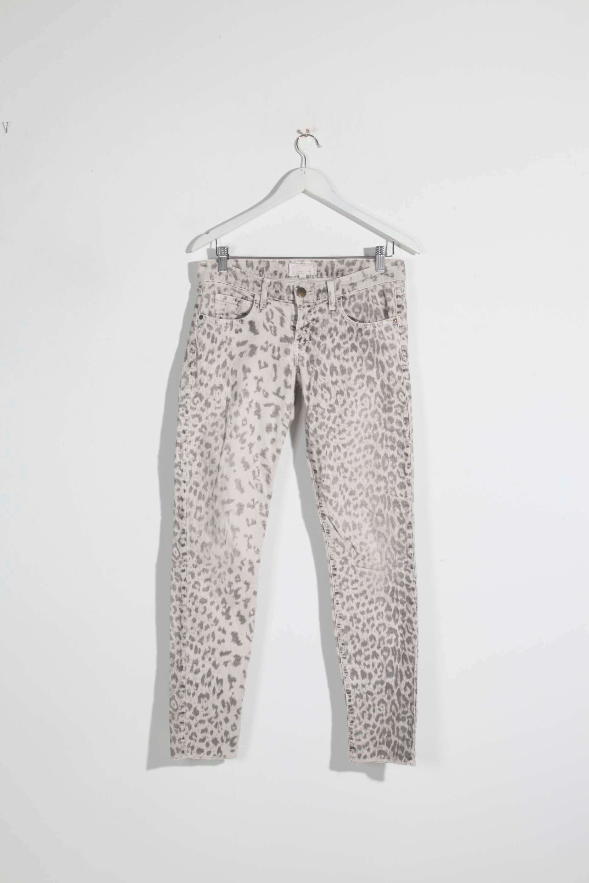 Current/Elliott Grey Leopard Print Corduroy Jeans