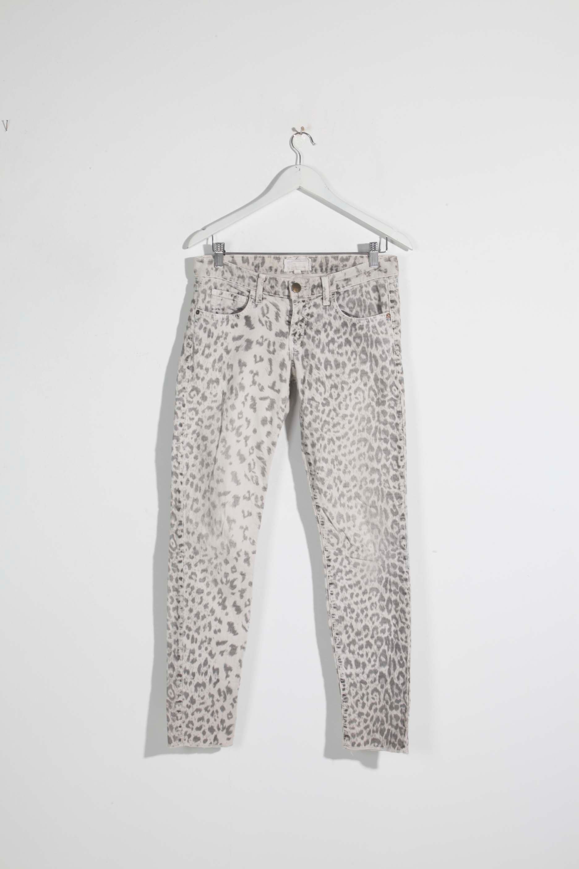 Current/Elliott Grey Leopard Print Corduroy Jeans