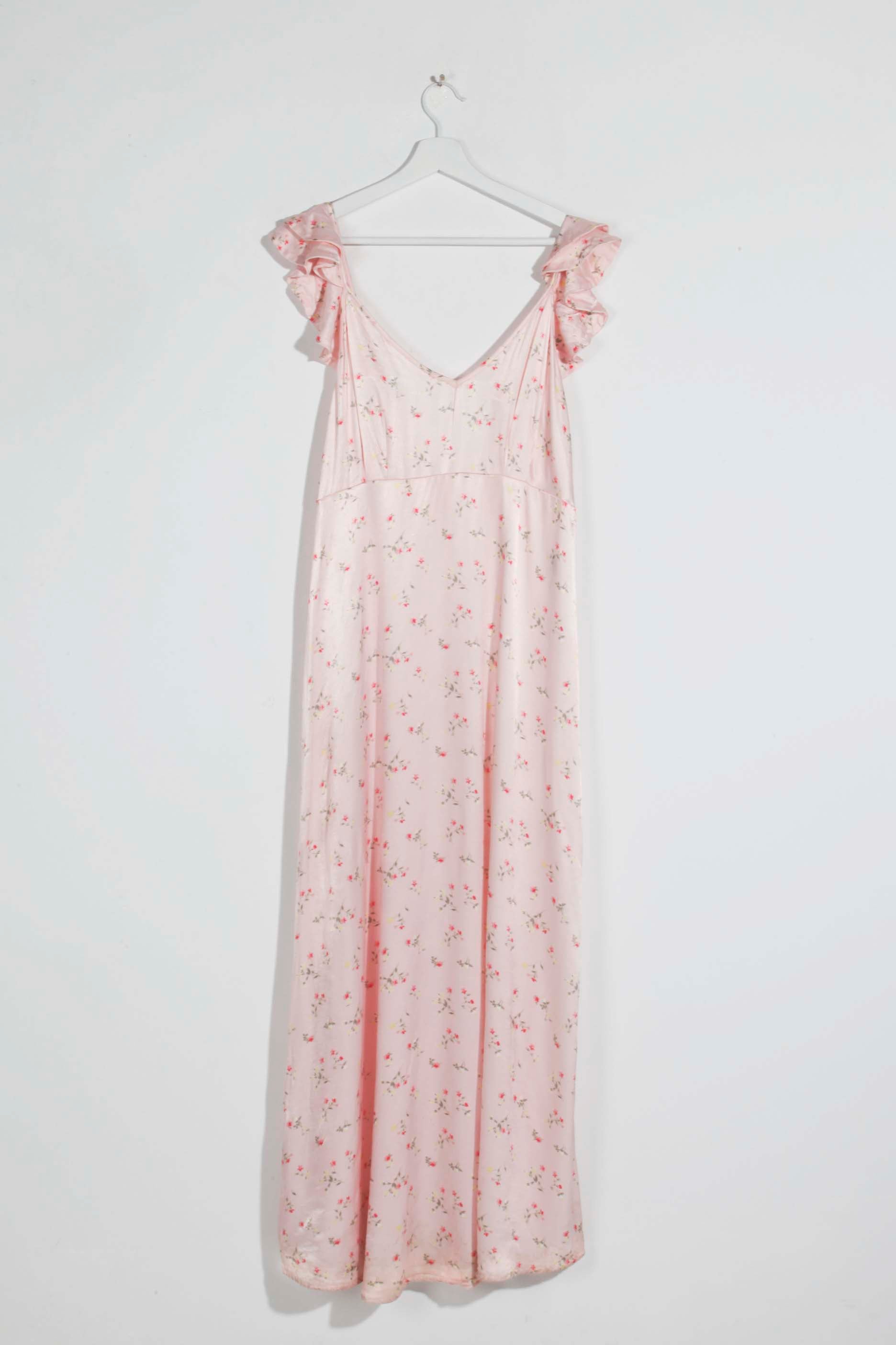 Ghost Pink Satin Floral Dress (L)