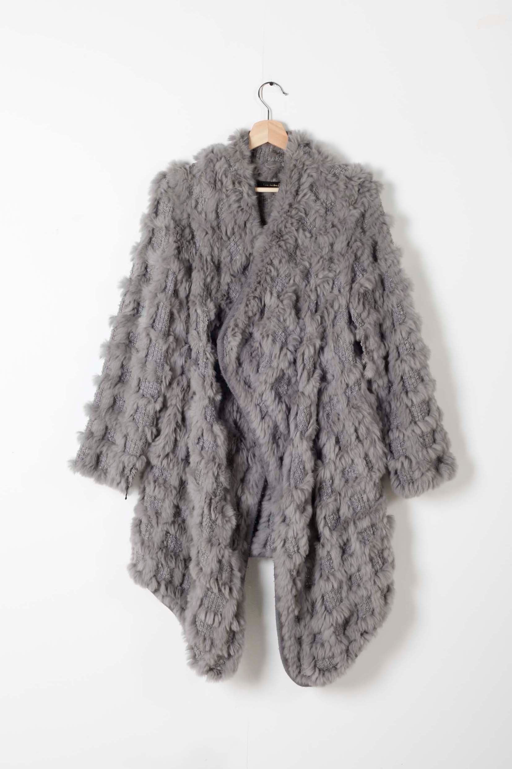 Grey Fur Wrap Coat