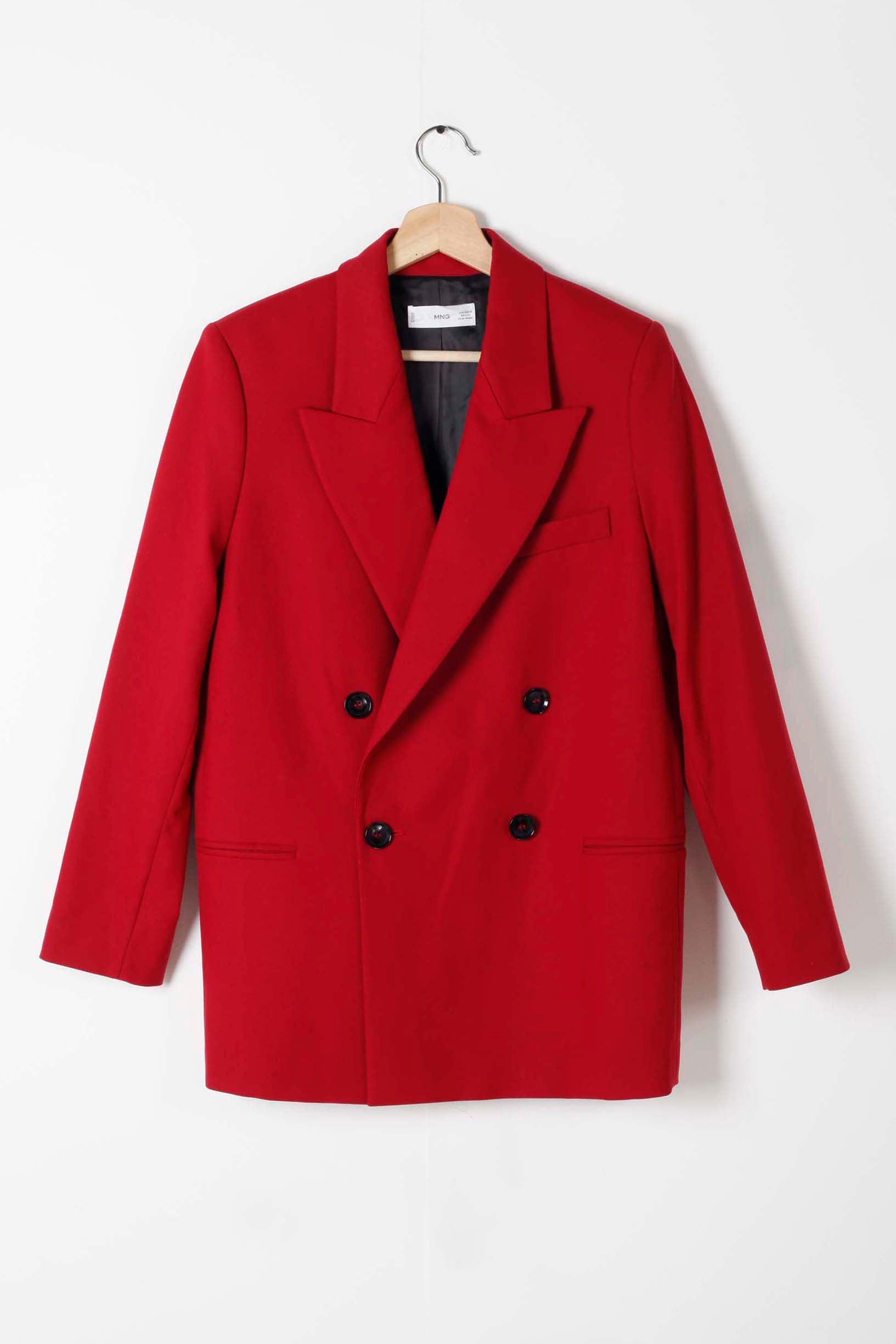 Oversized Double-Breasted Red Blazer