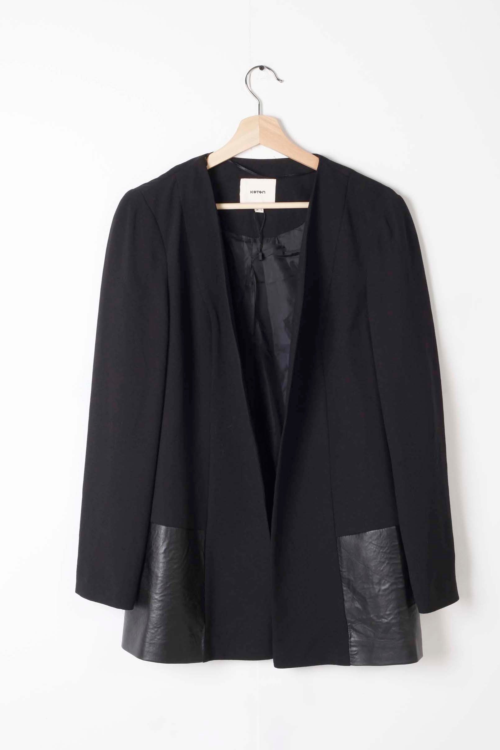 Black Blazer with Leather Panelling