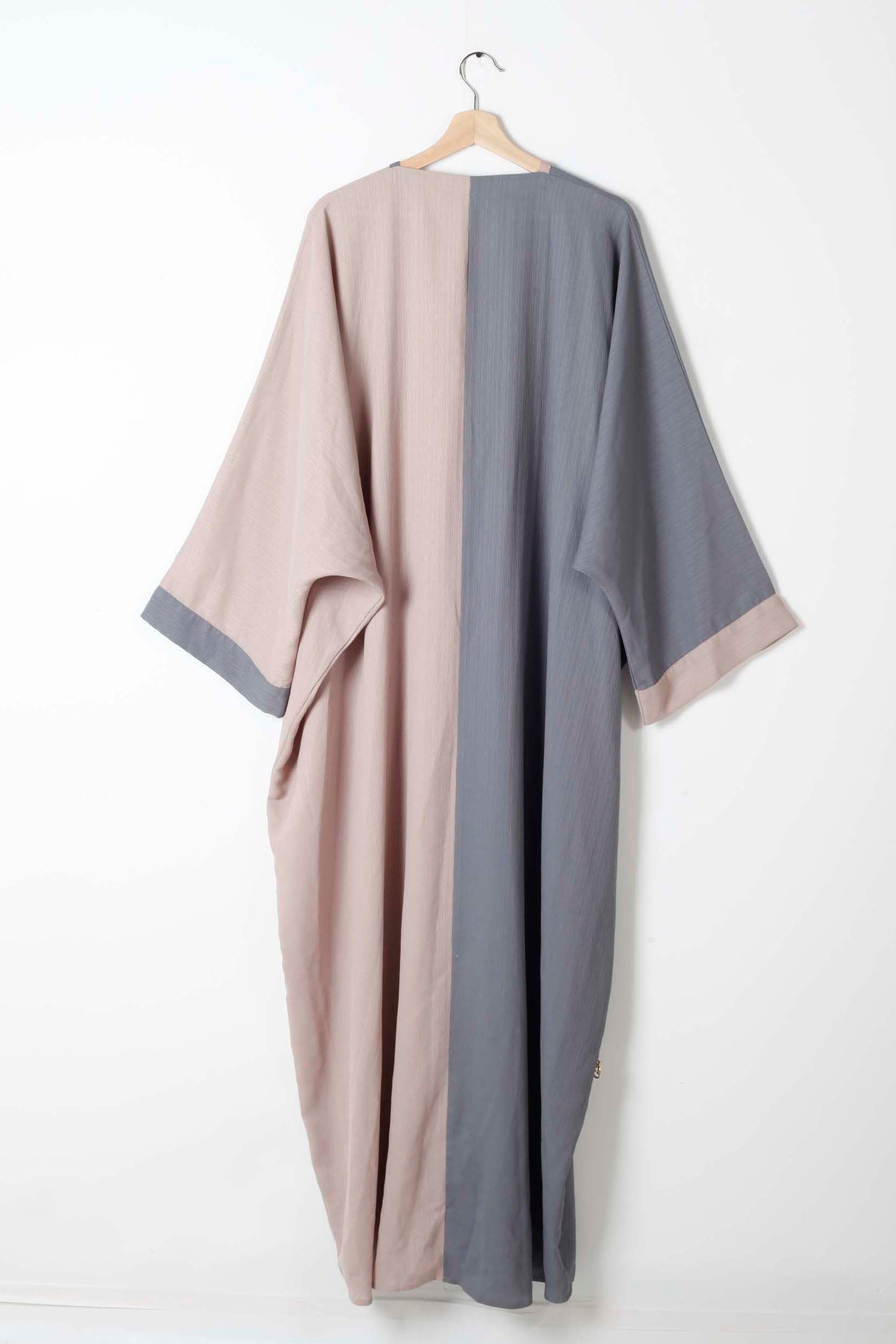 Two-Tone Grey and Pink Abaya