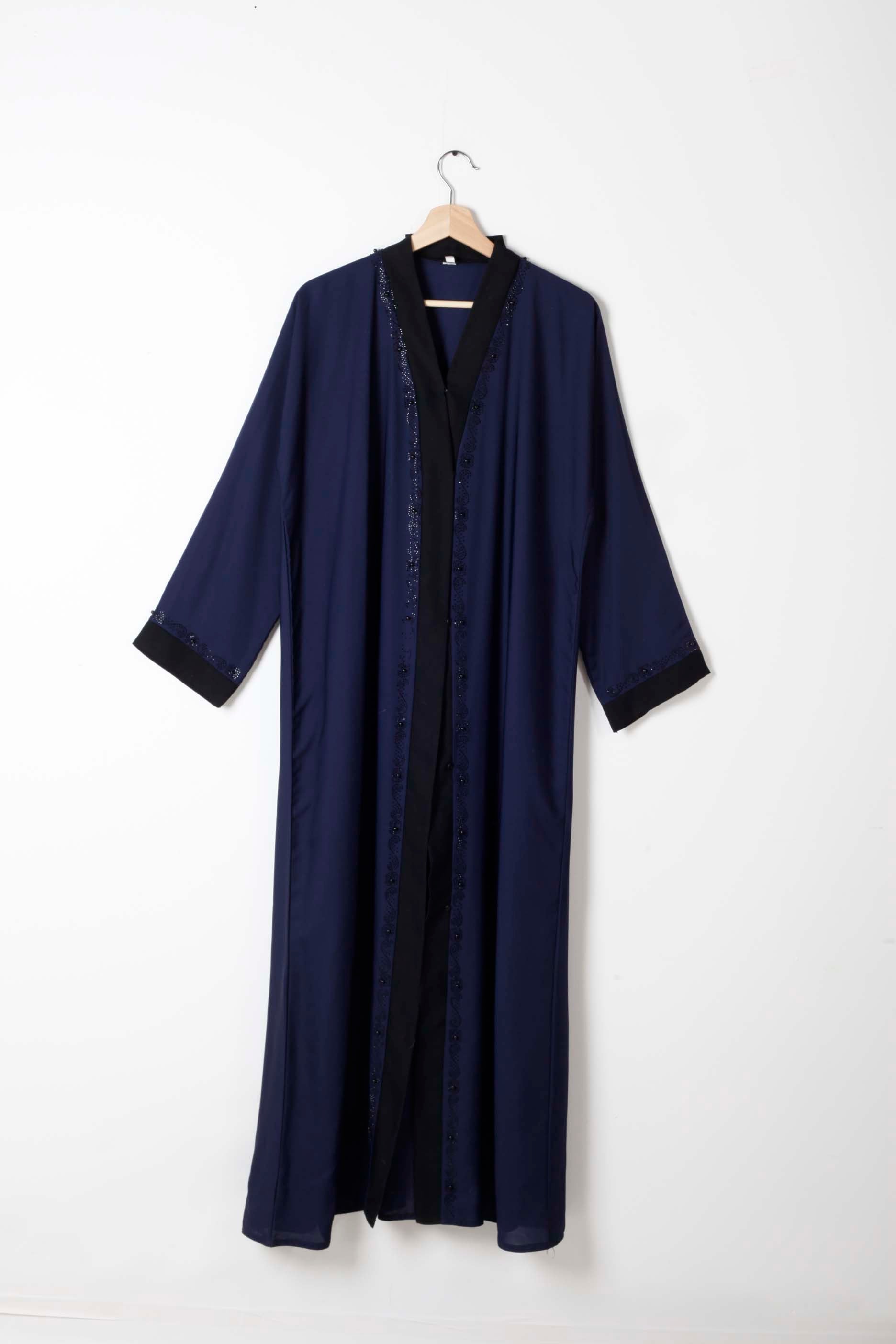 Navy Blue Abaya with Sequin Embroidery