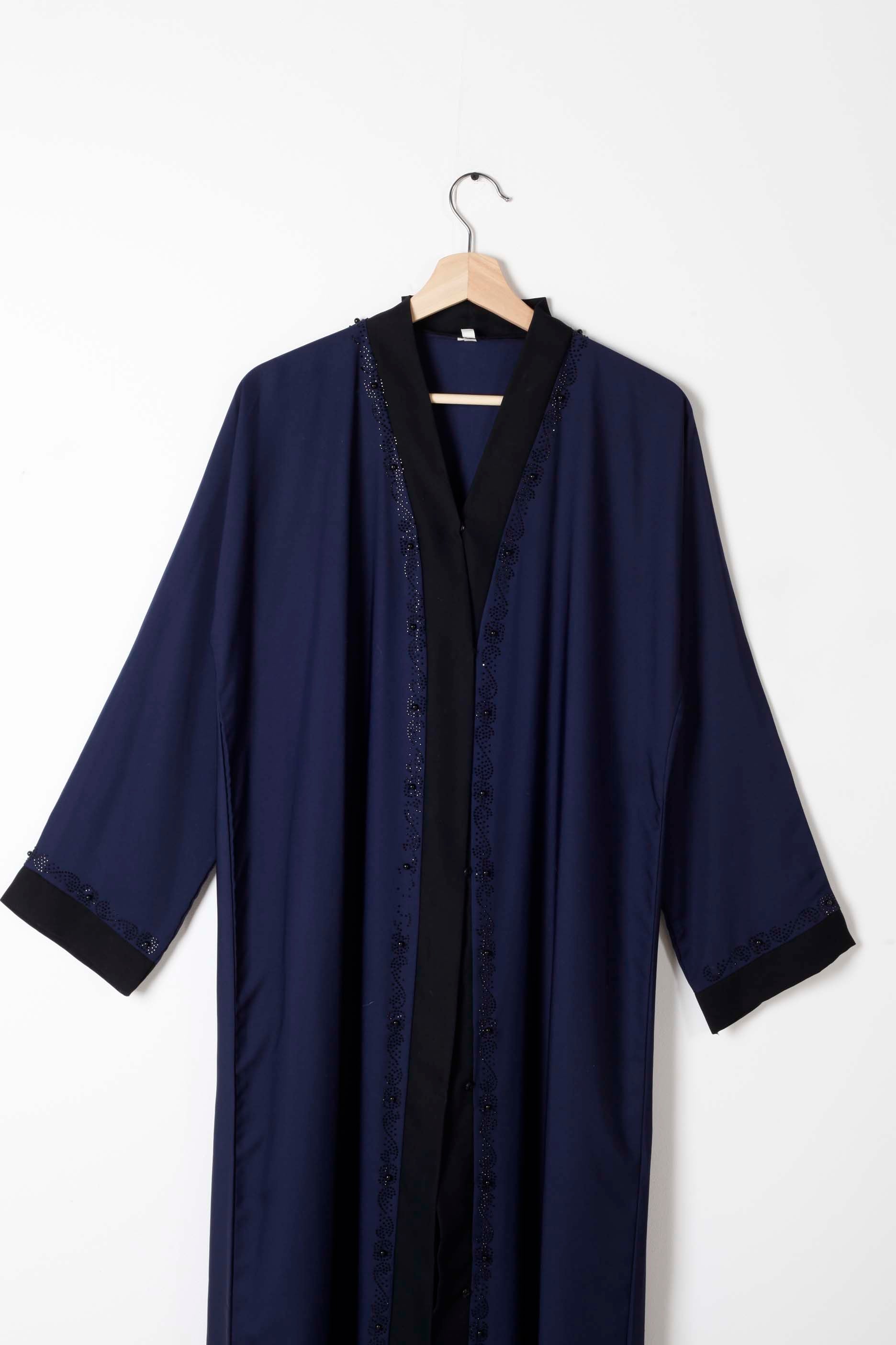 Navy Blue Abaya with Sequin Embroidery