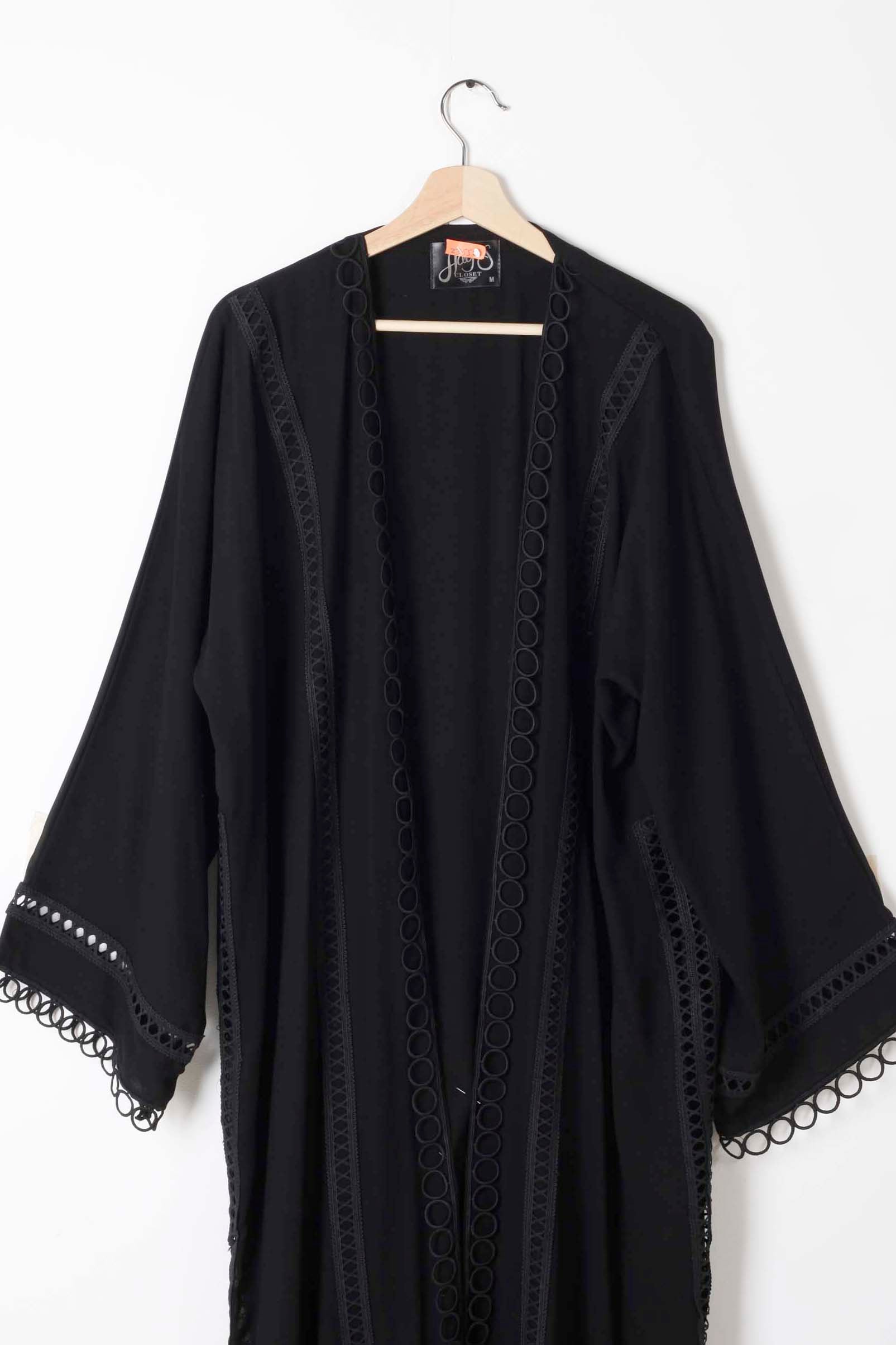 Black Abaya with Embroidery Circle Detail