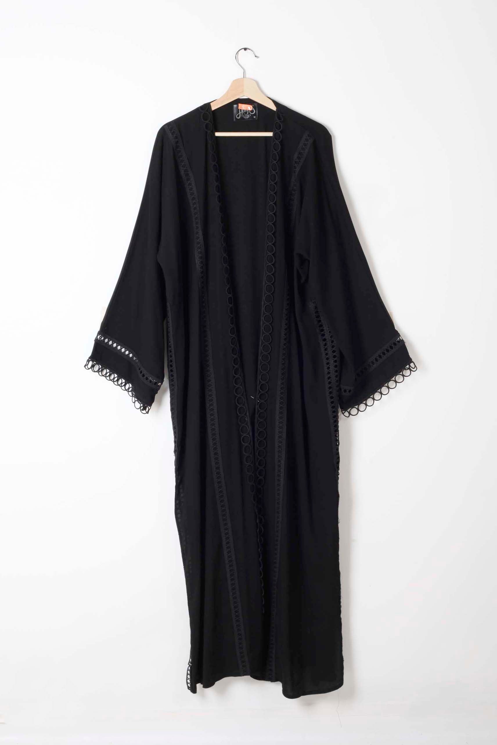 Black Abaya with Embroidery Circle Detail