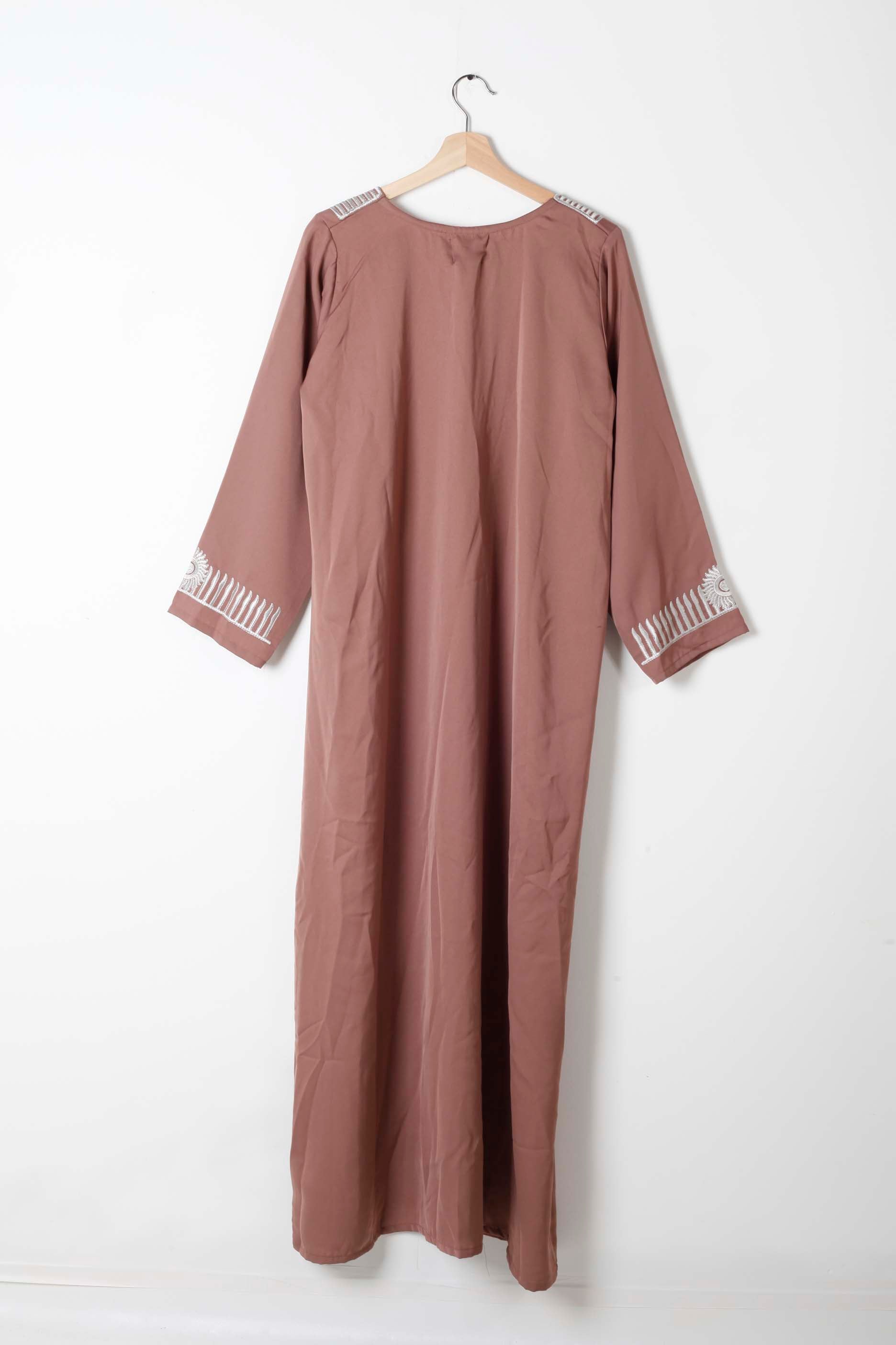 Brown Jalabiya with Embroidery
