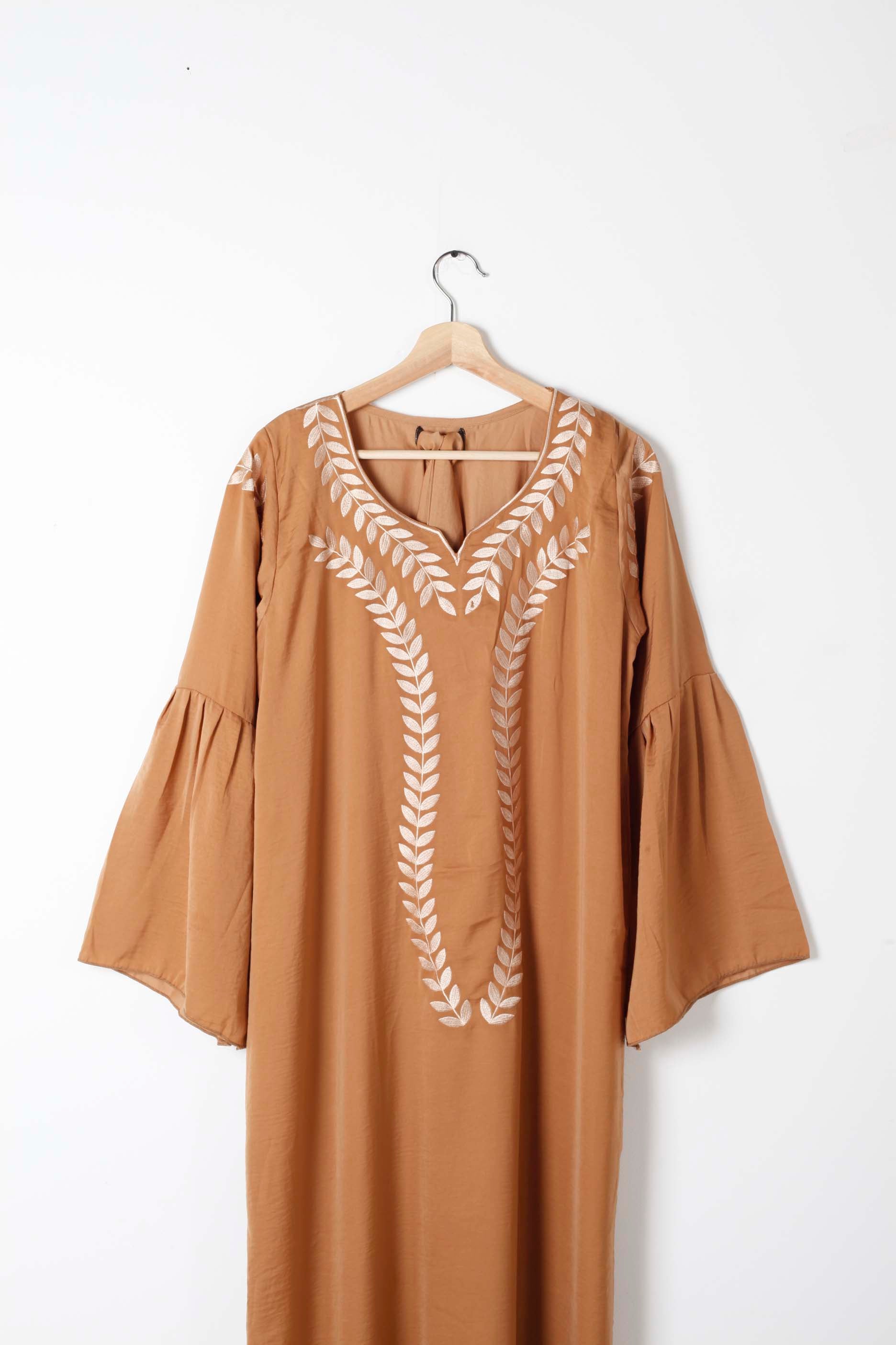 Brown Jalabiya with Embroidery