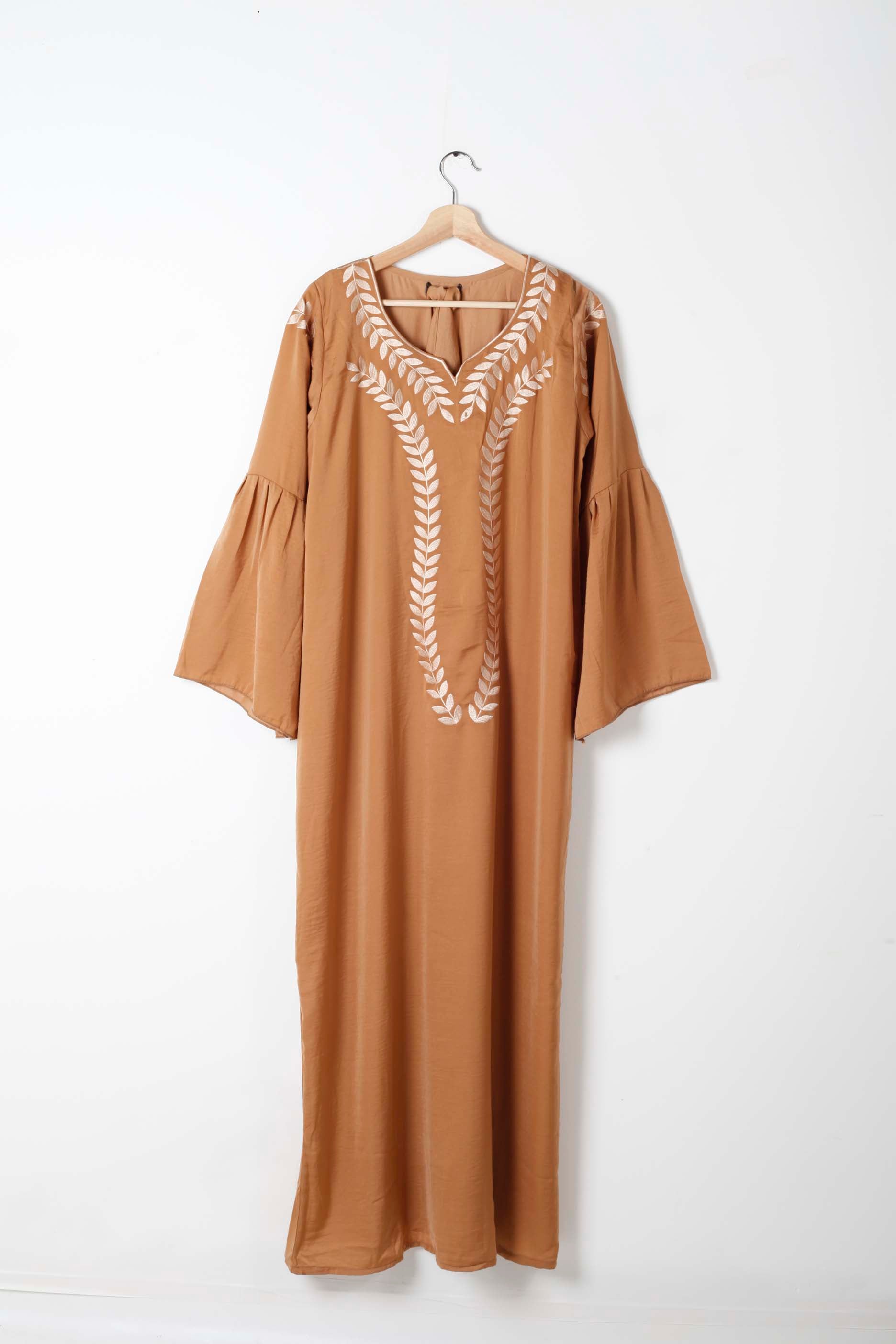 Brown Jalabiya with Embroidery