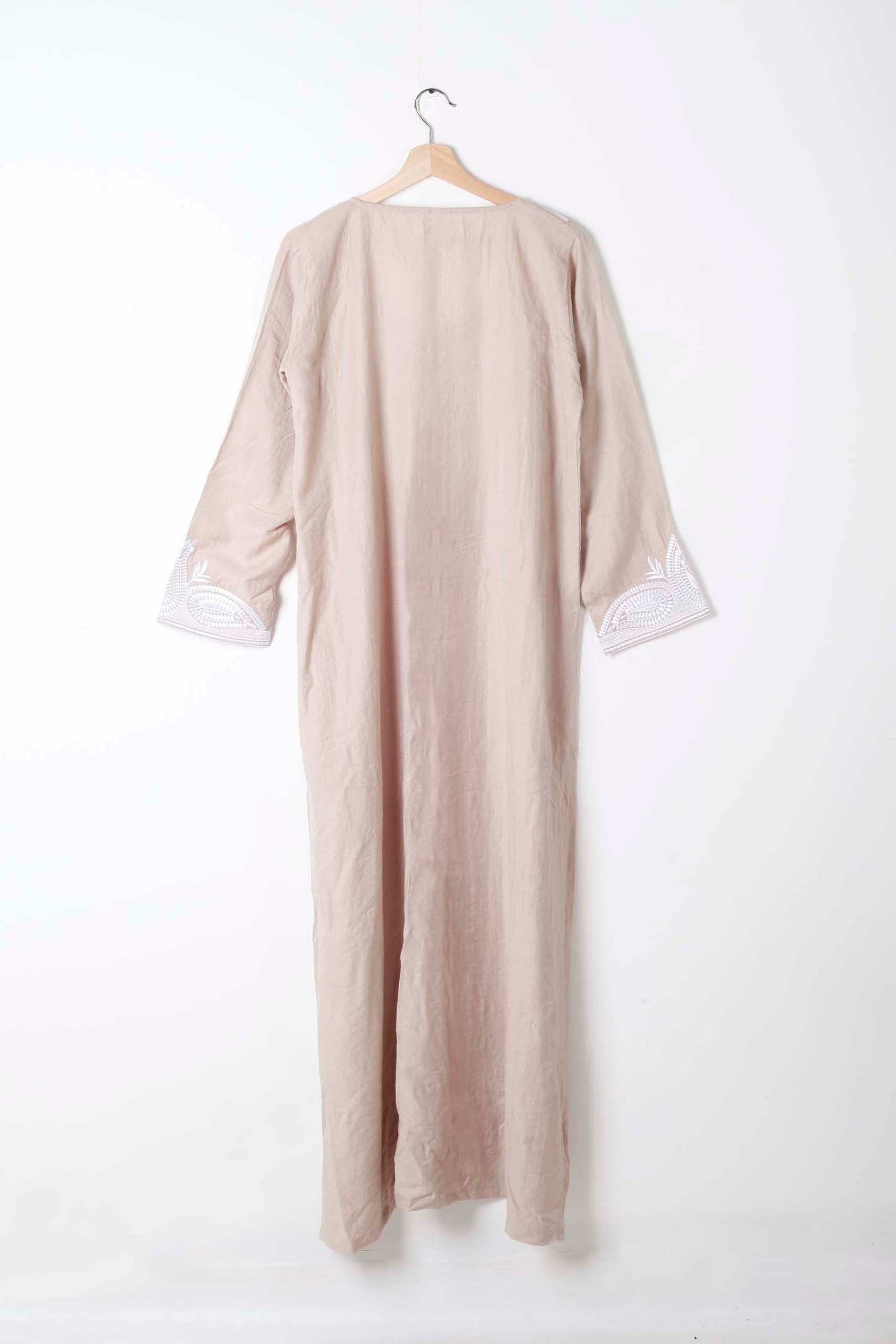 Pale Beige Jalabiya with Embroidery