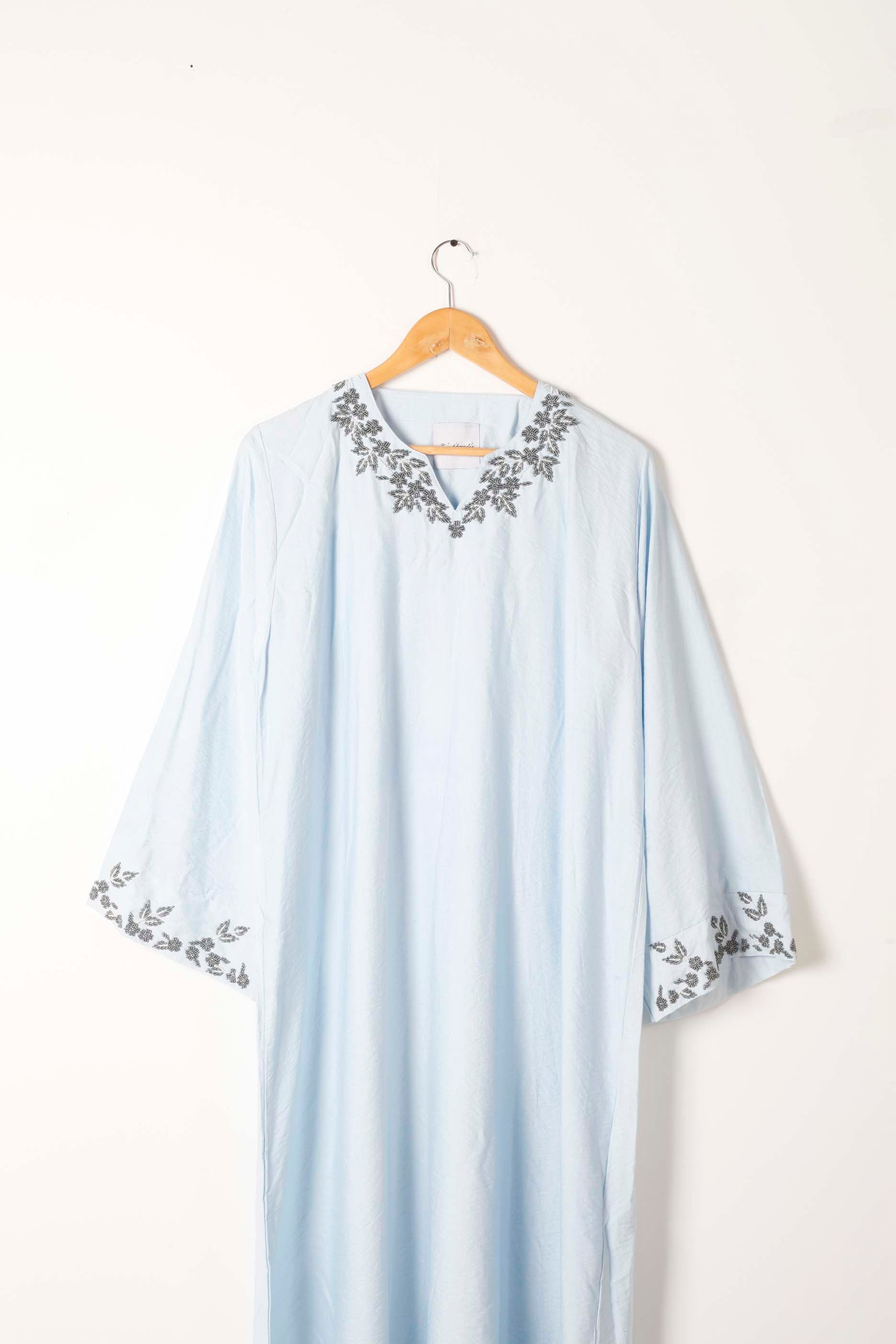 Pastel Blue Jalabiya with Beading