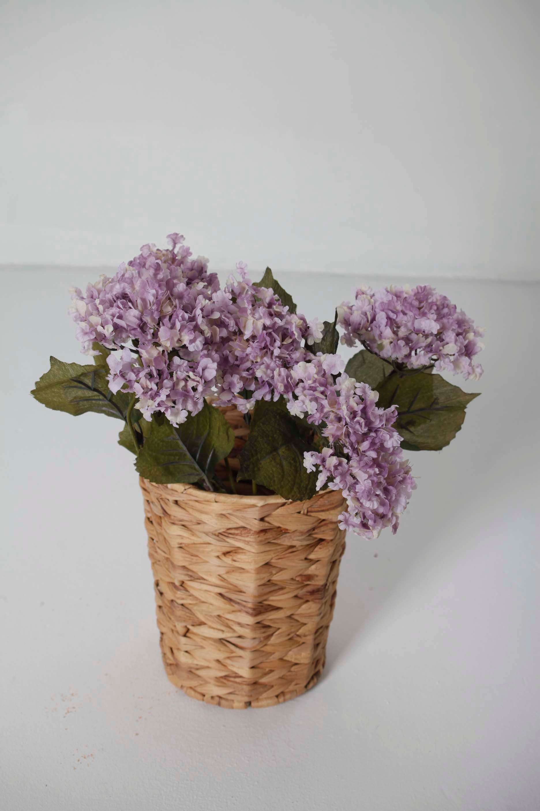 Faux Lilac Hydrangea Flowers - Bunch