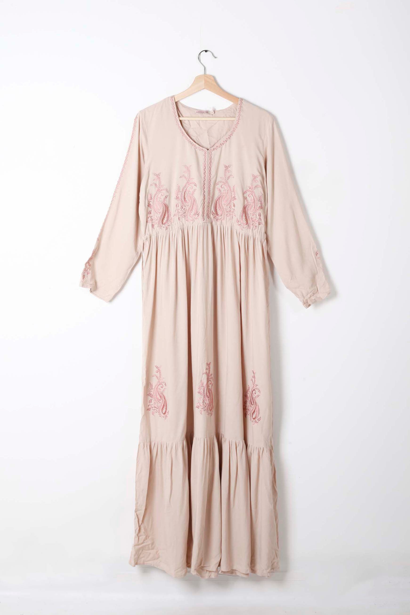 Pale Pink Jalabiya with Embroidery