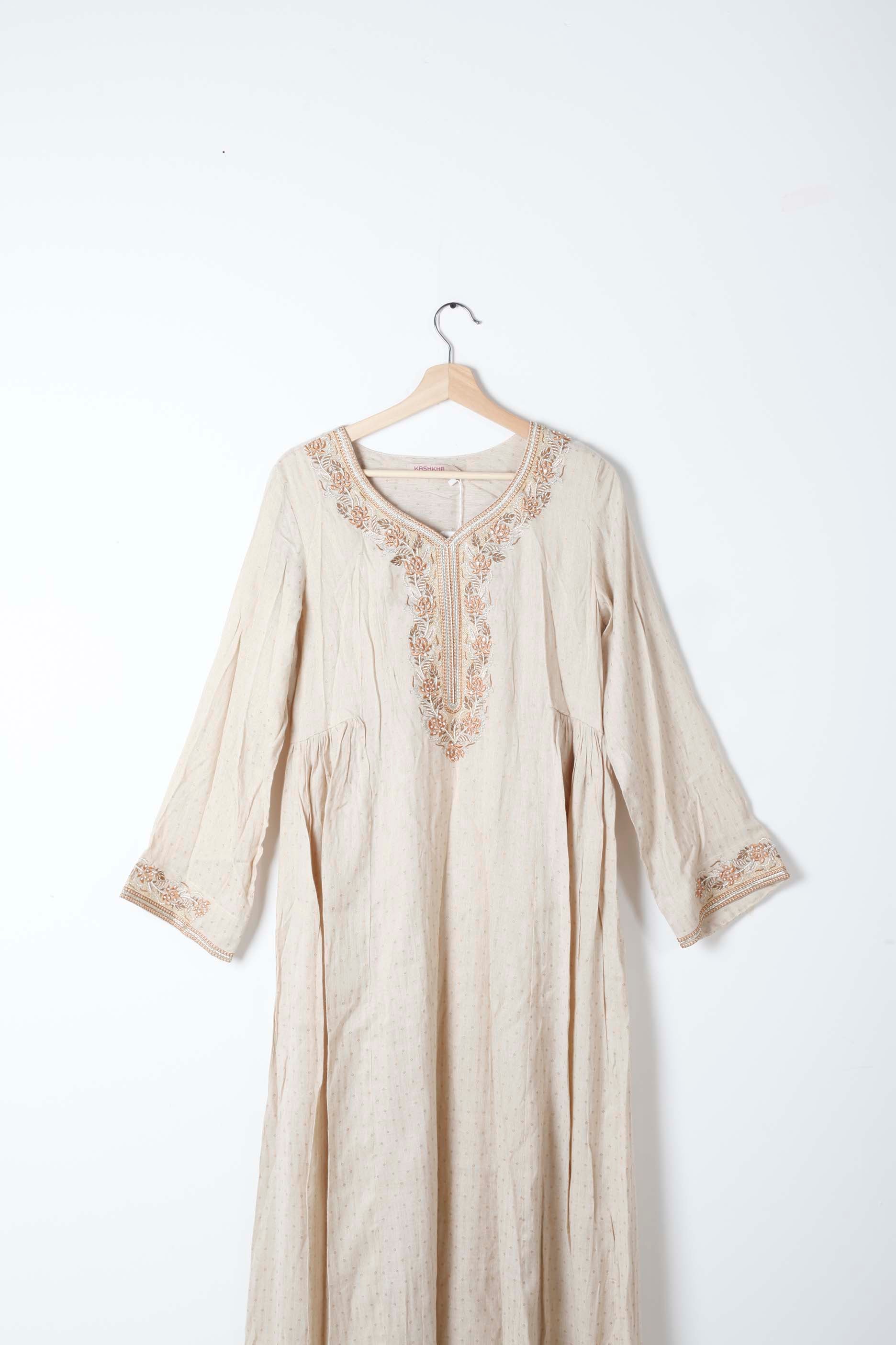 Beige Jalabiya with Embroidery
