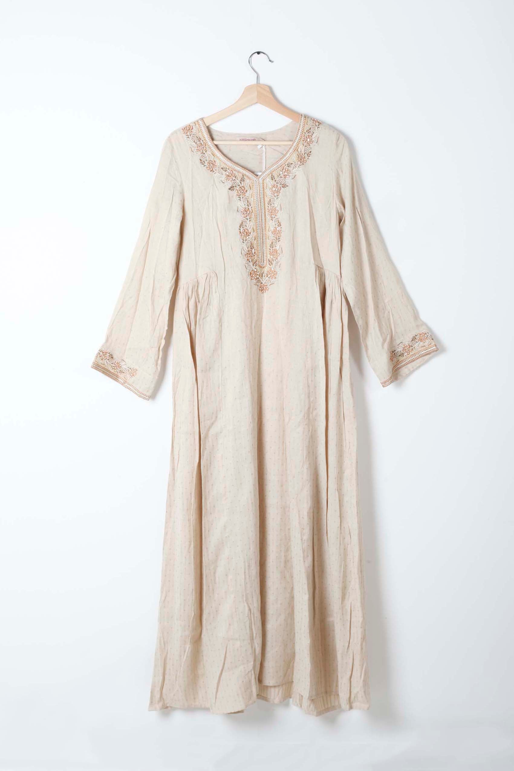 Beige Jalabiya with Embroidery