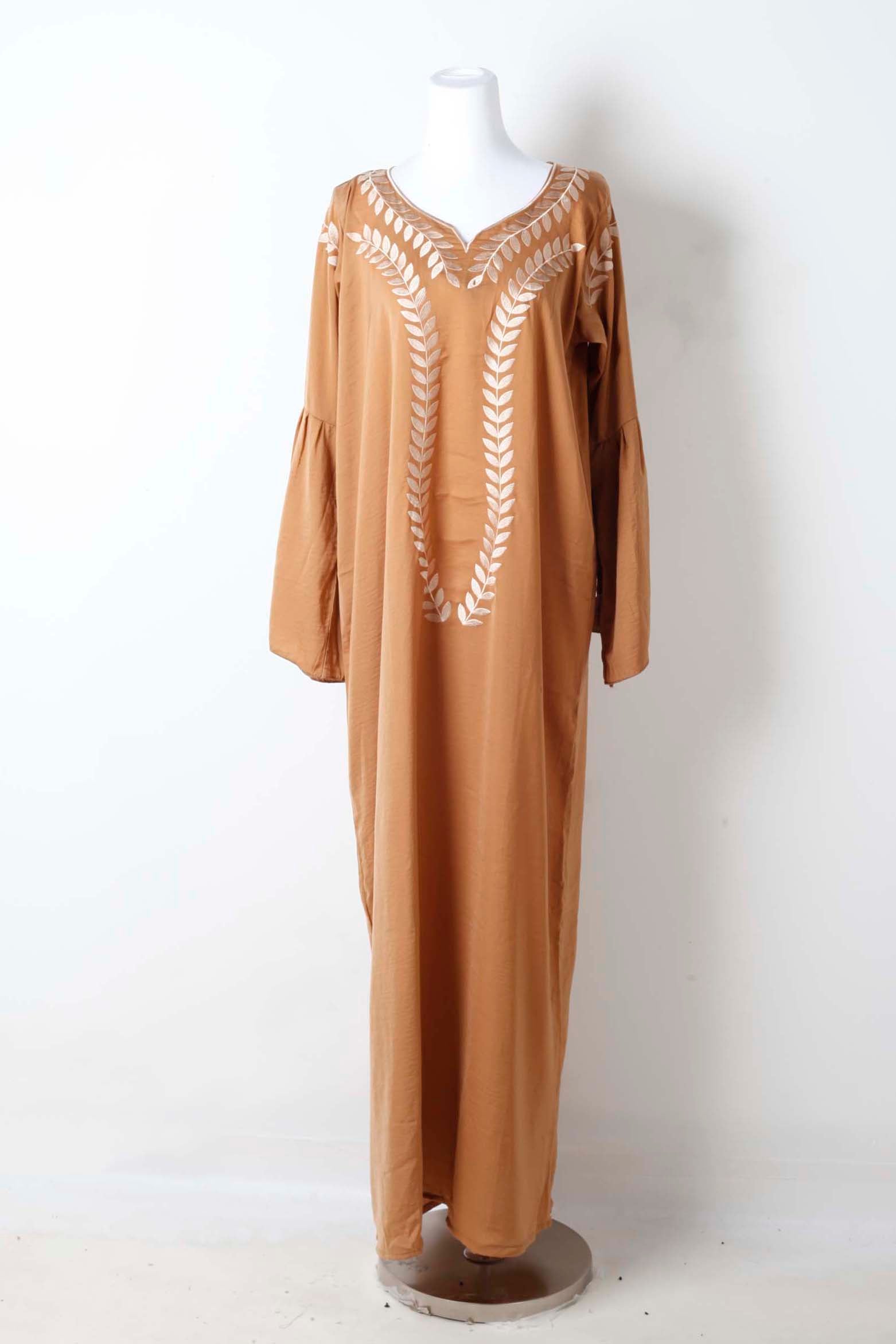 Brown Jalabiya with Embroidery