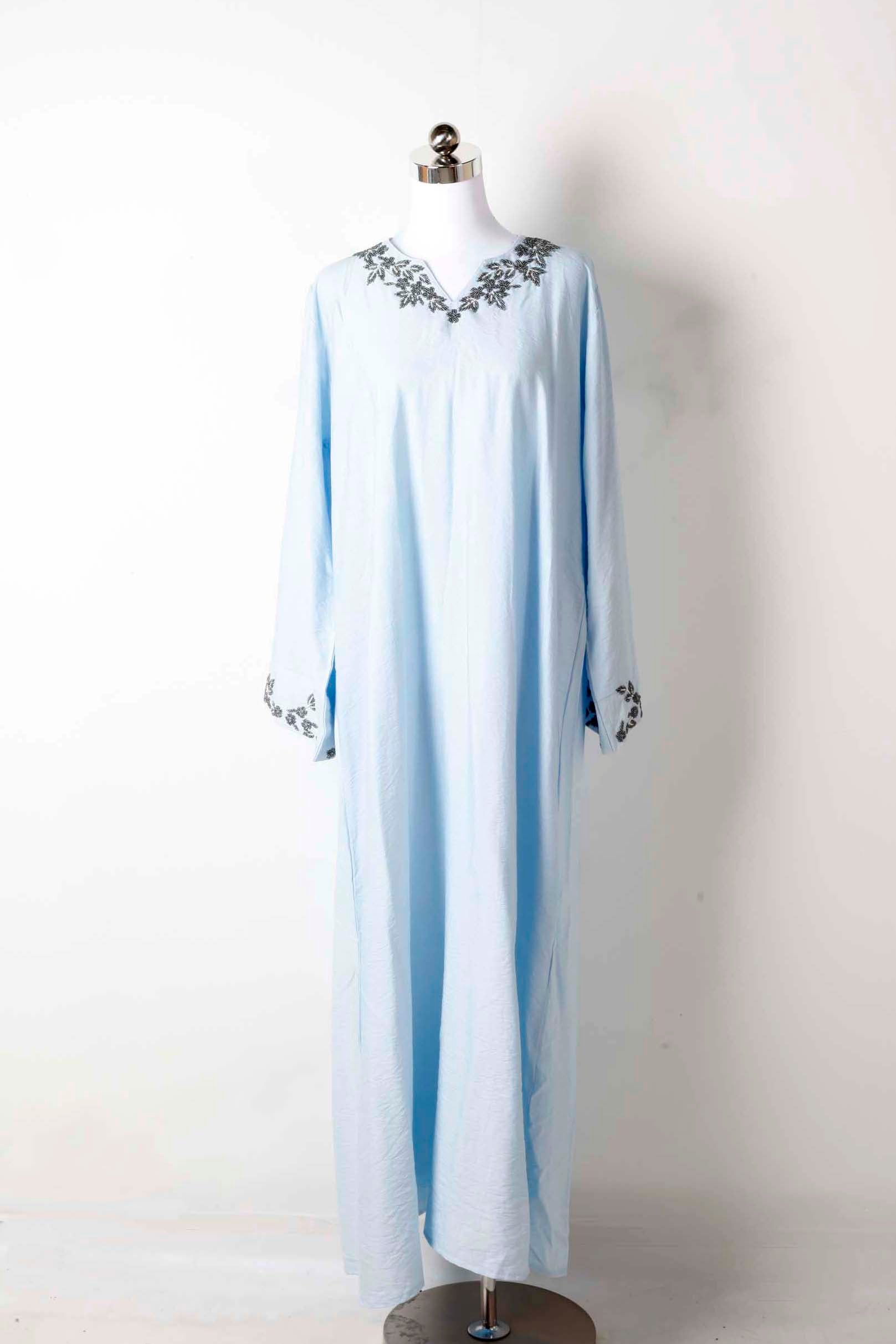 Pastel Blue Jalabiya with Beading
