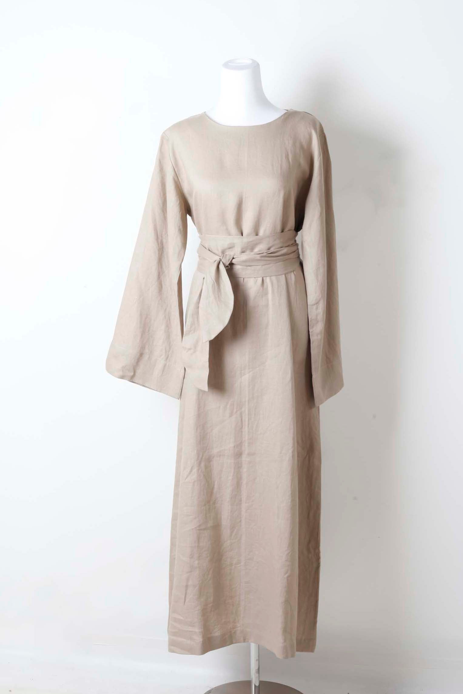 Greige Jalabiya with Tie-Waist