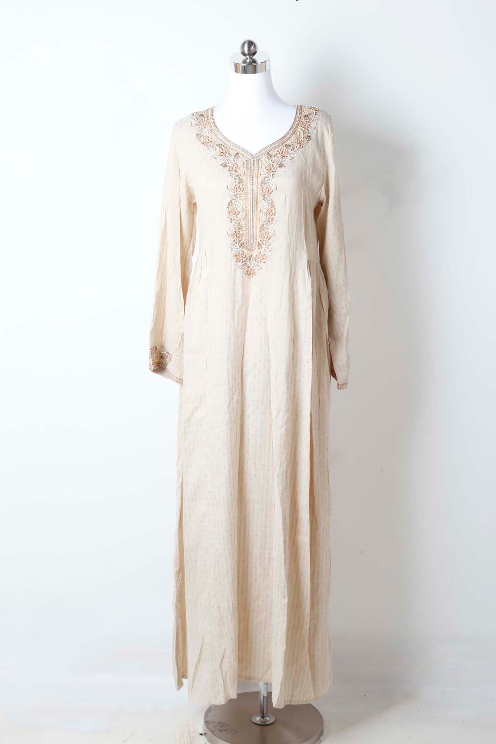 Beige Jalabiya with Embroidery