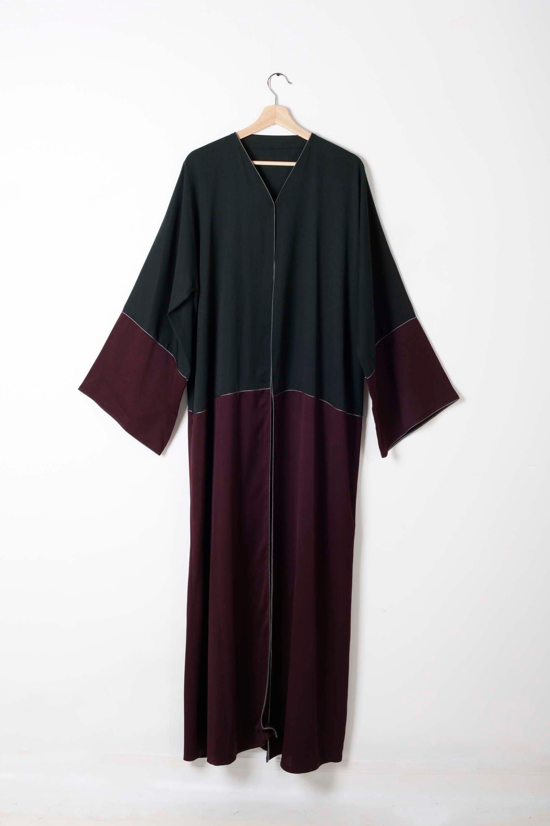 Maroon and Black Abaya