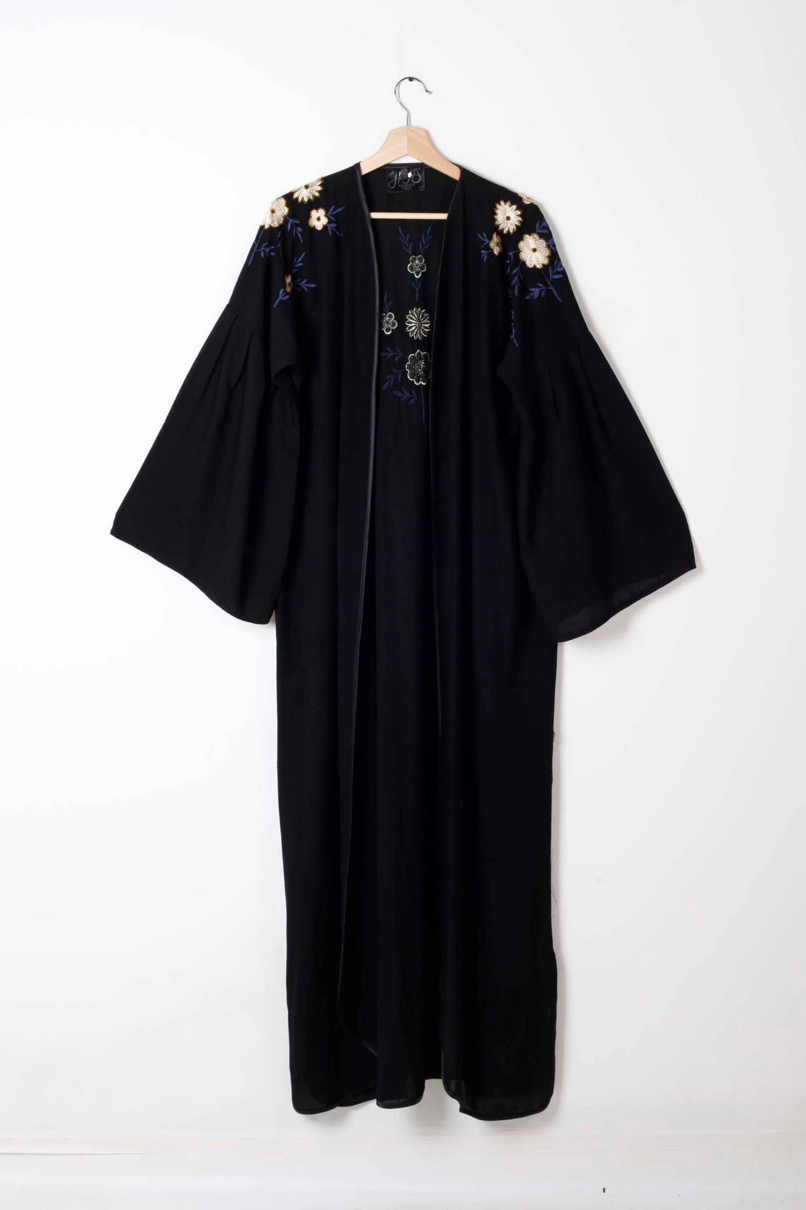 Black Abaya with Floral Embroidery