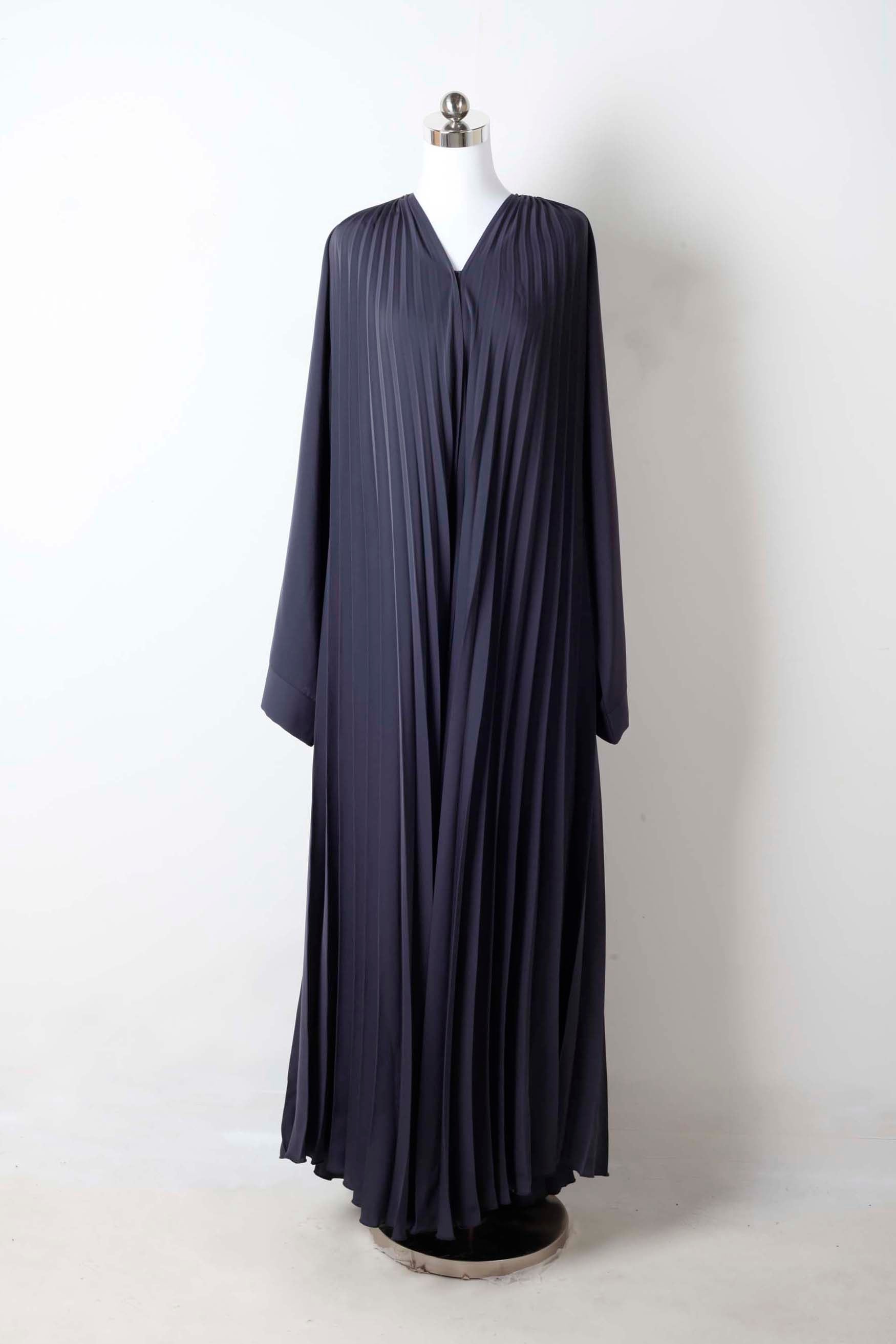 Navy Blue Pleated Abaya