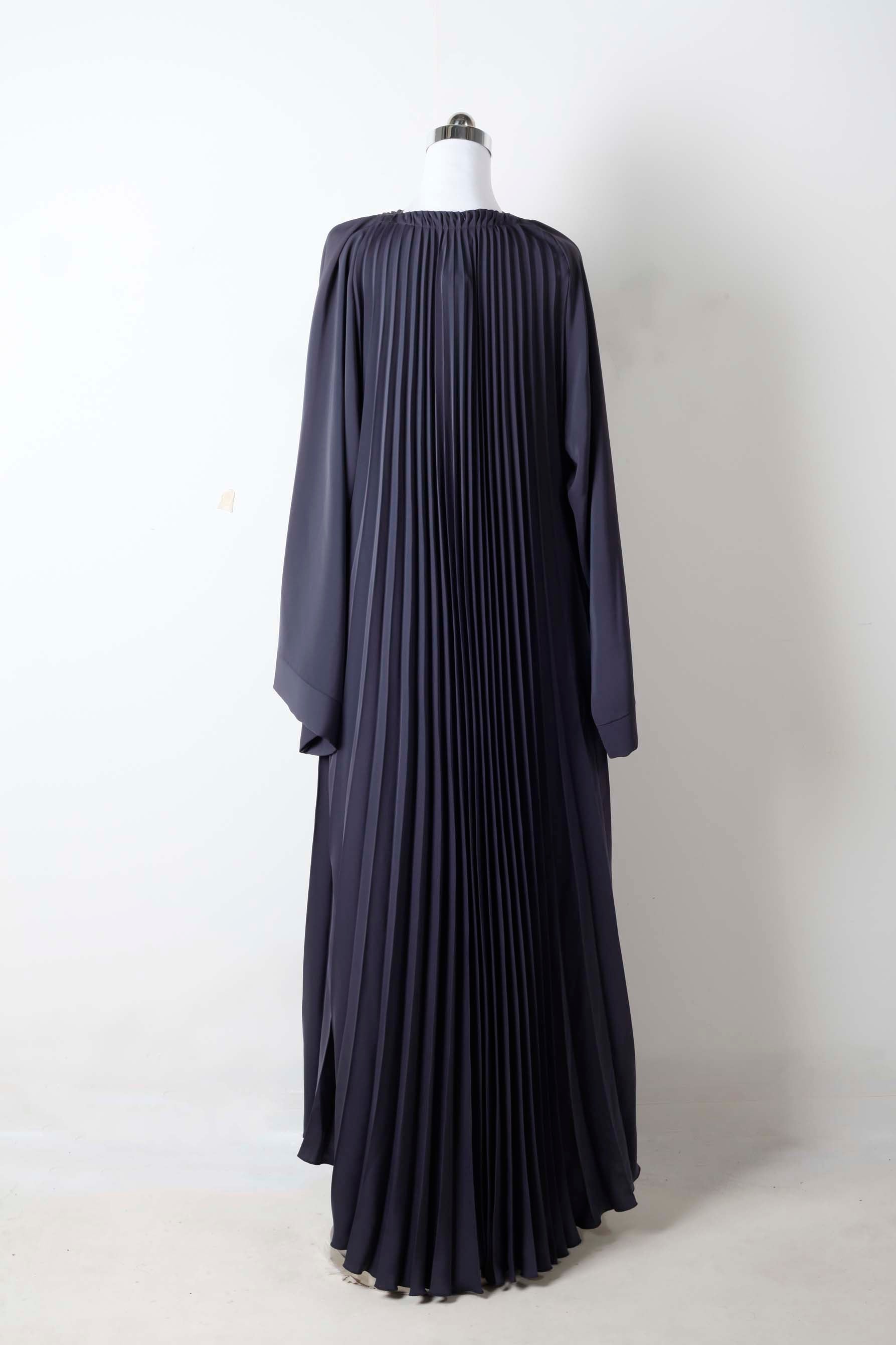 Navy Blue Pleated Abaya