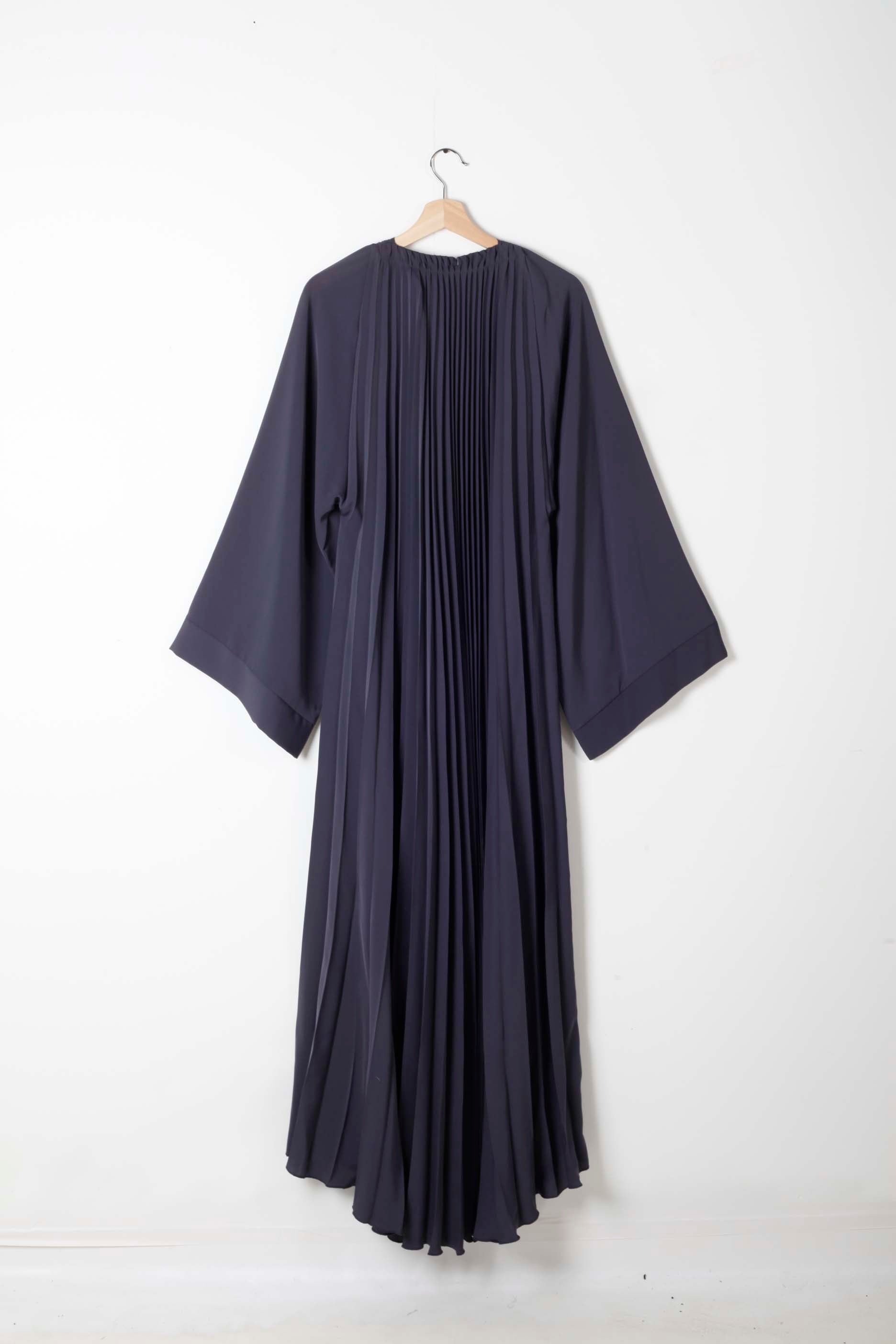 Navy Blue Pleated Abaya