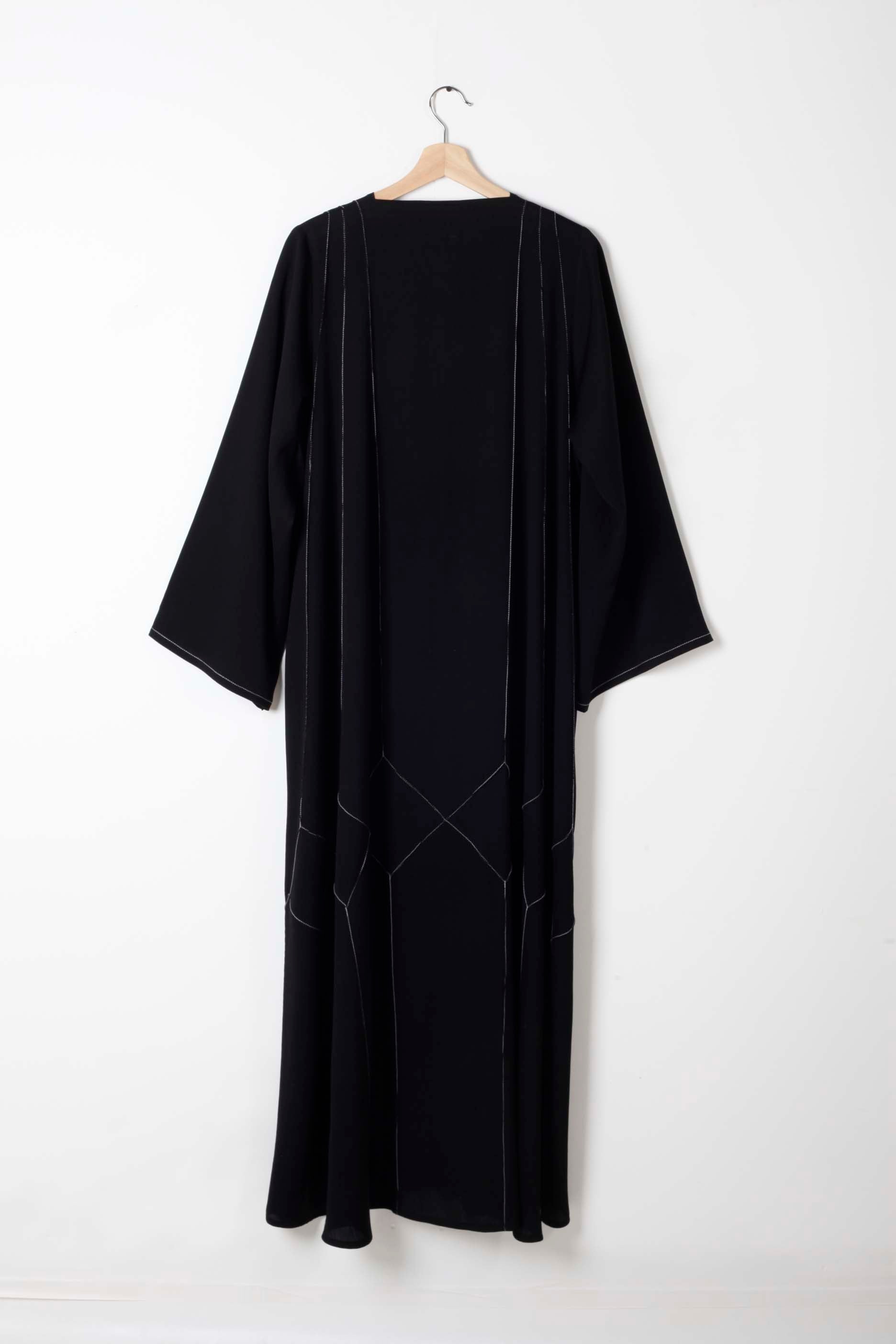 Black Abaya with White Embroidery