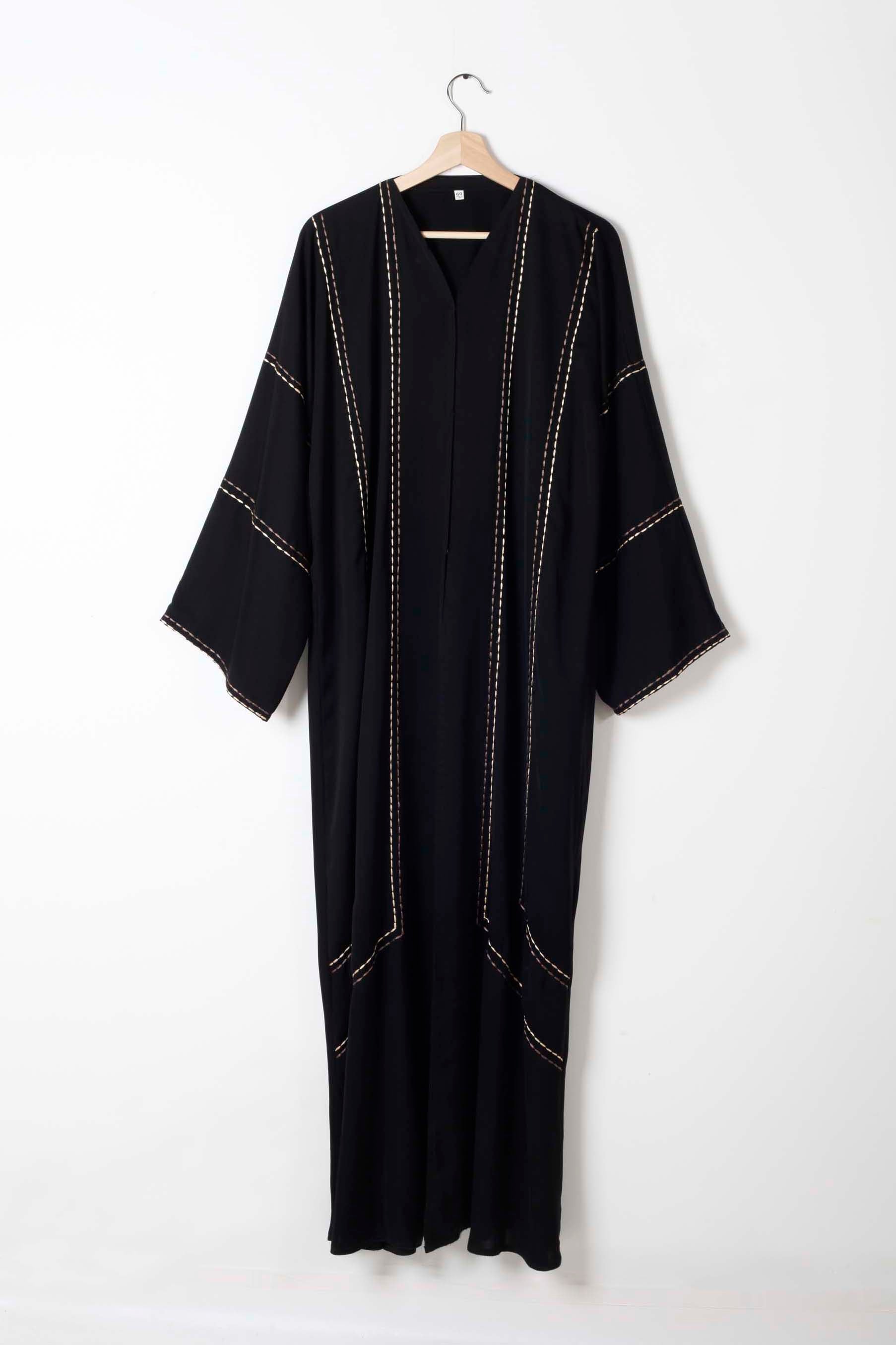 Black Abaya with Stitching Detail