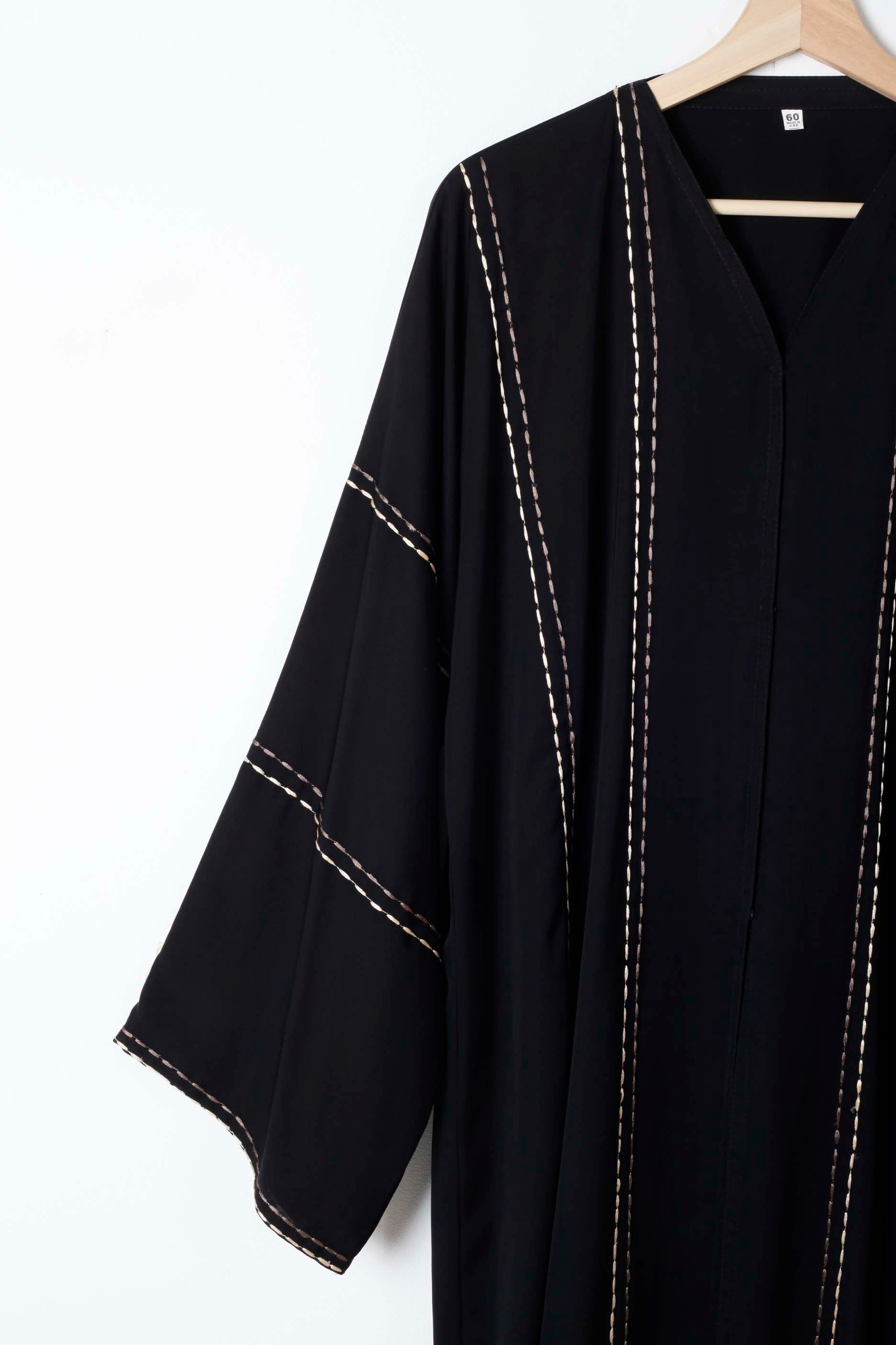 Black Abaya with Stitching Detail