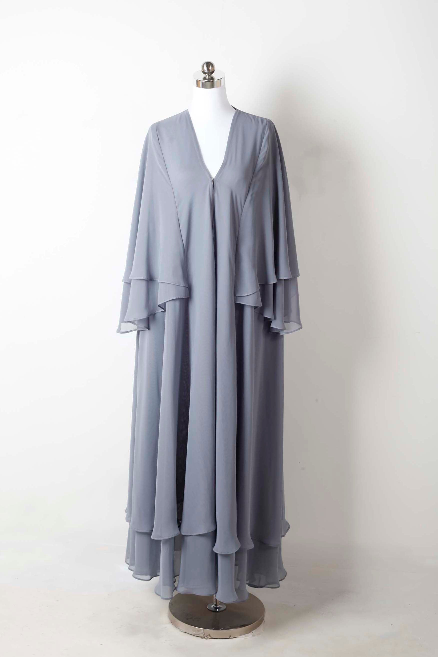 Layered Pastel Blue Abaya