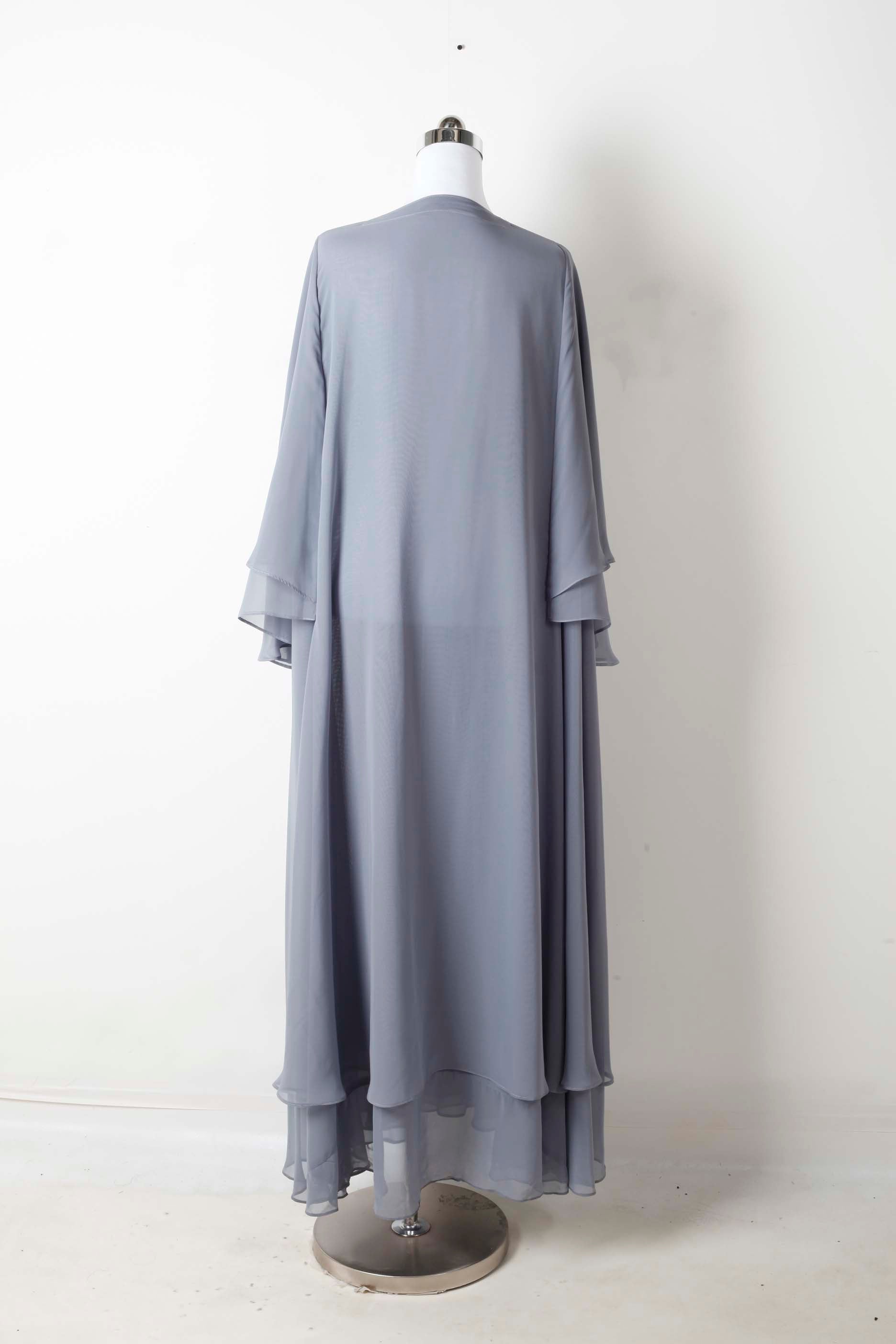 Layered Pastel Blue Abaya