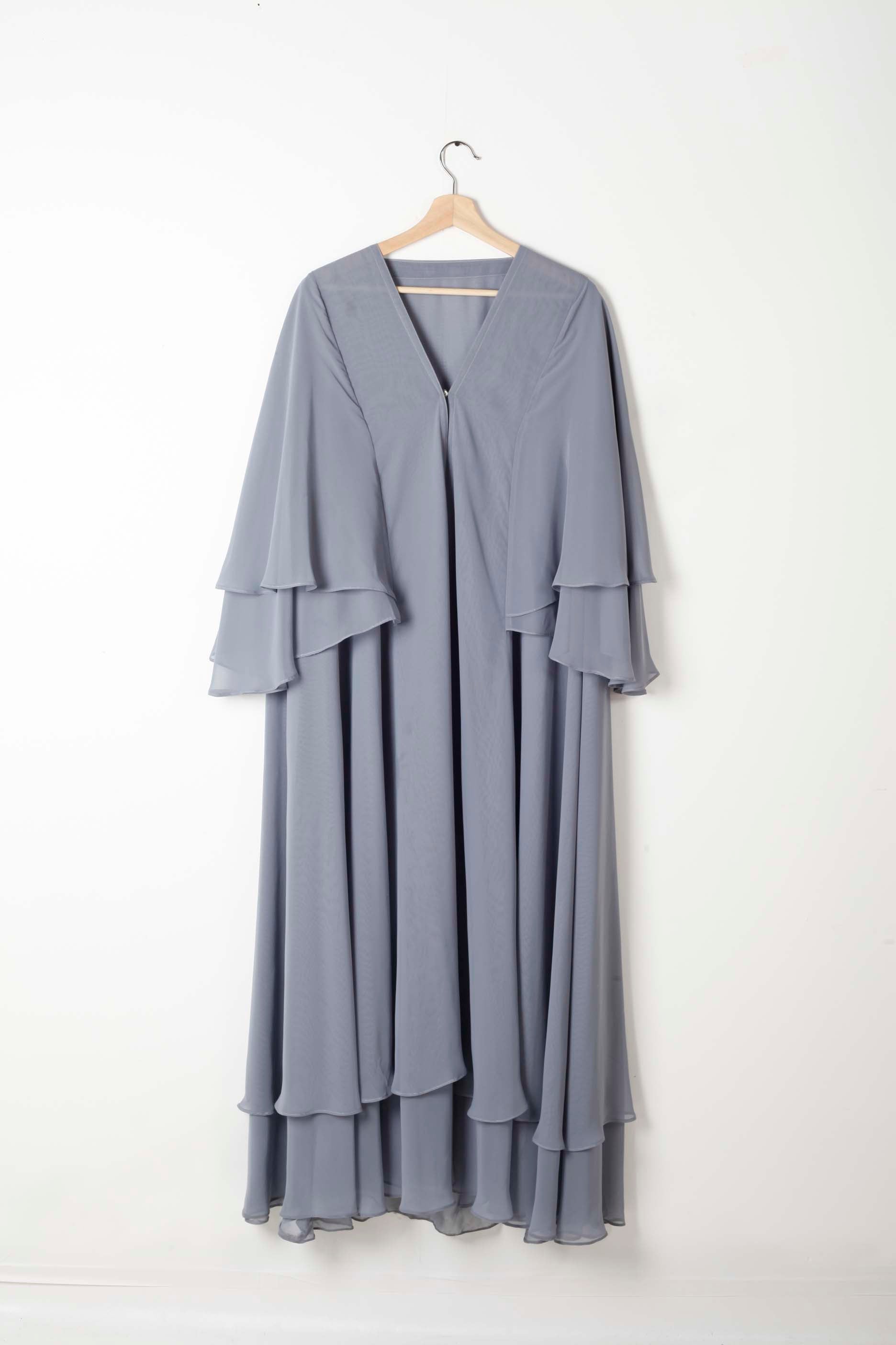 Layered Pastel Blue Abaya