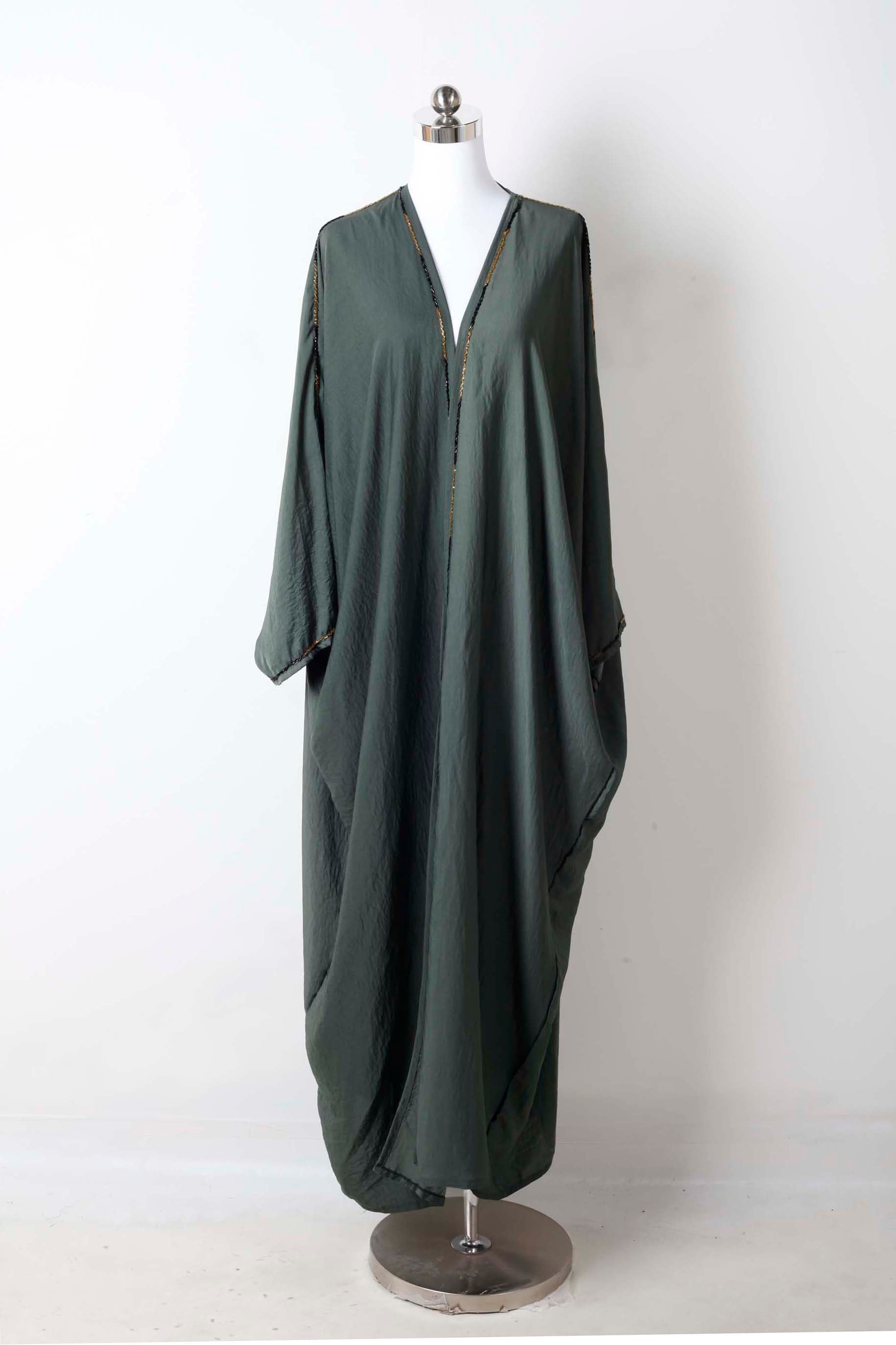 Dark Green Abaya with Beading Detail