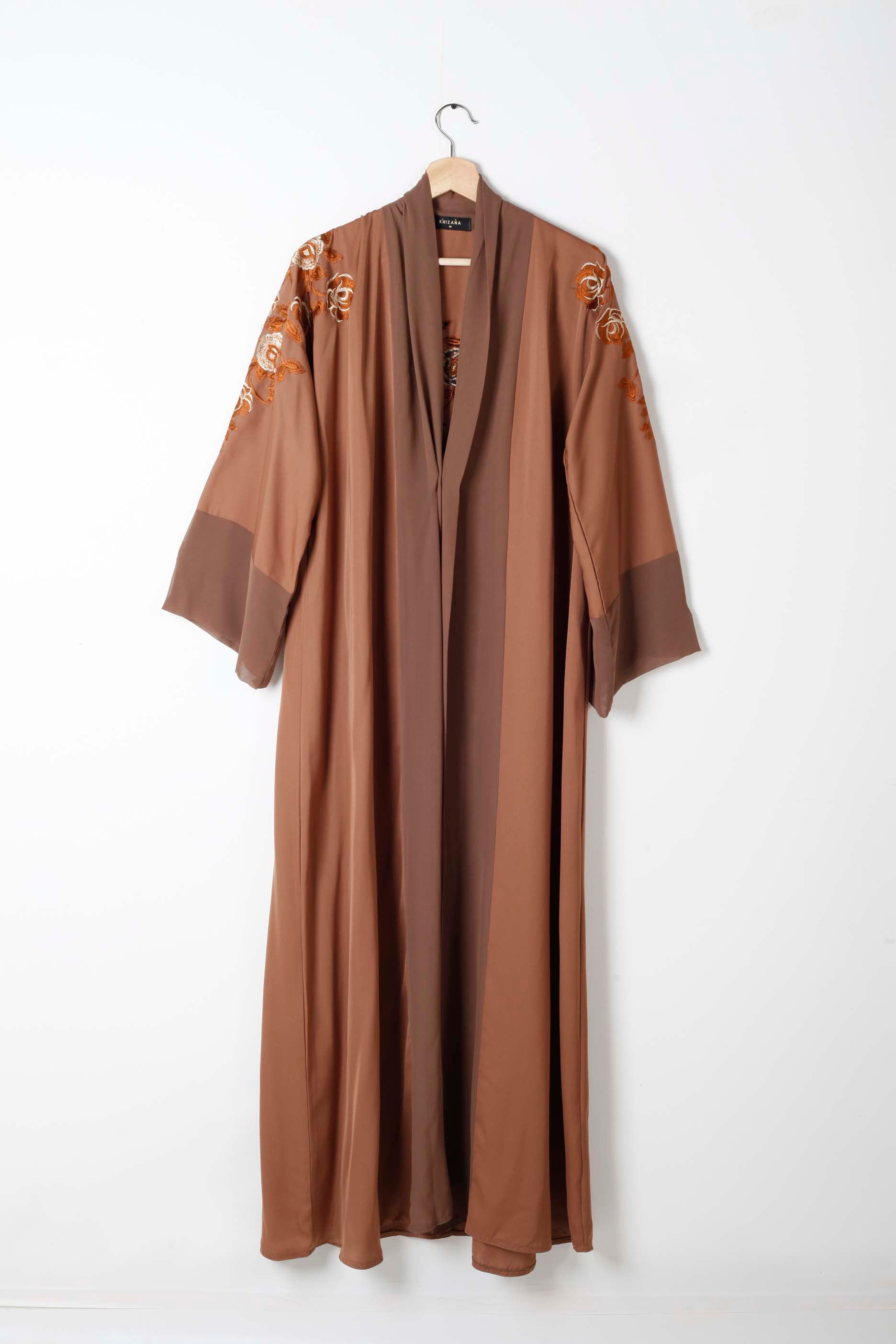Rust Brown Abaya with Embroidery