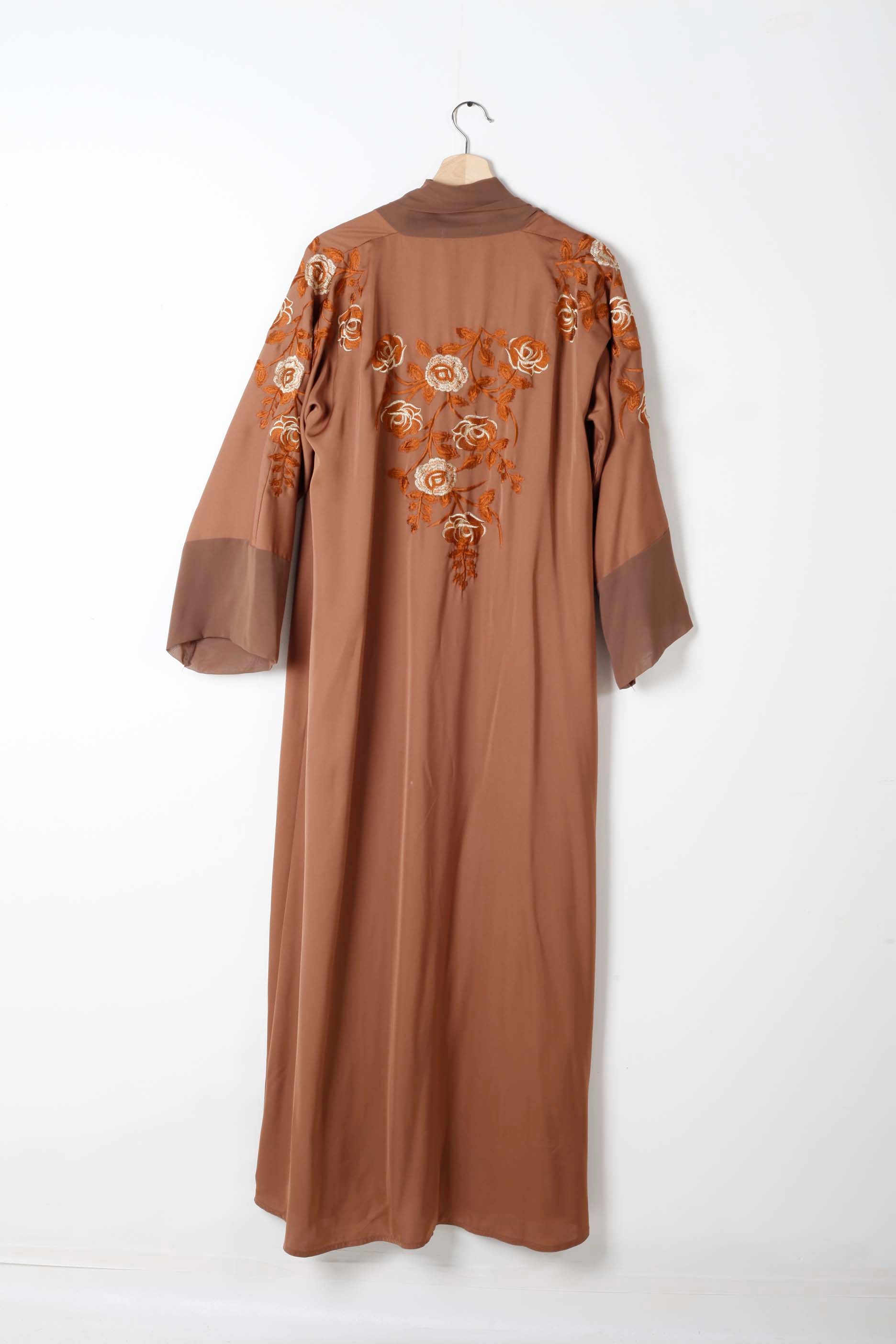 Rust Brown Abaya with Embroidery