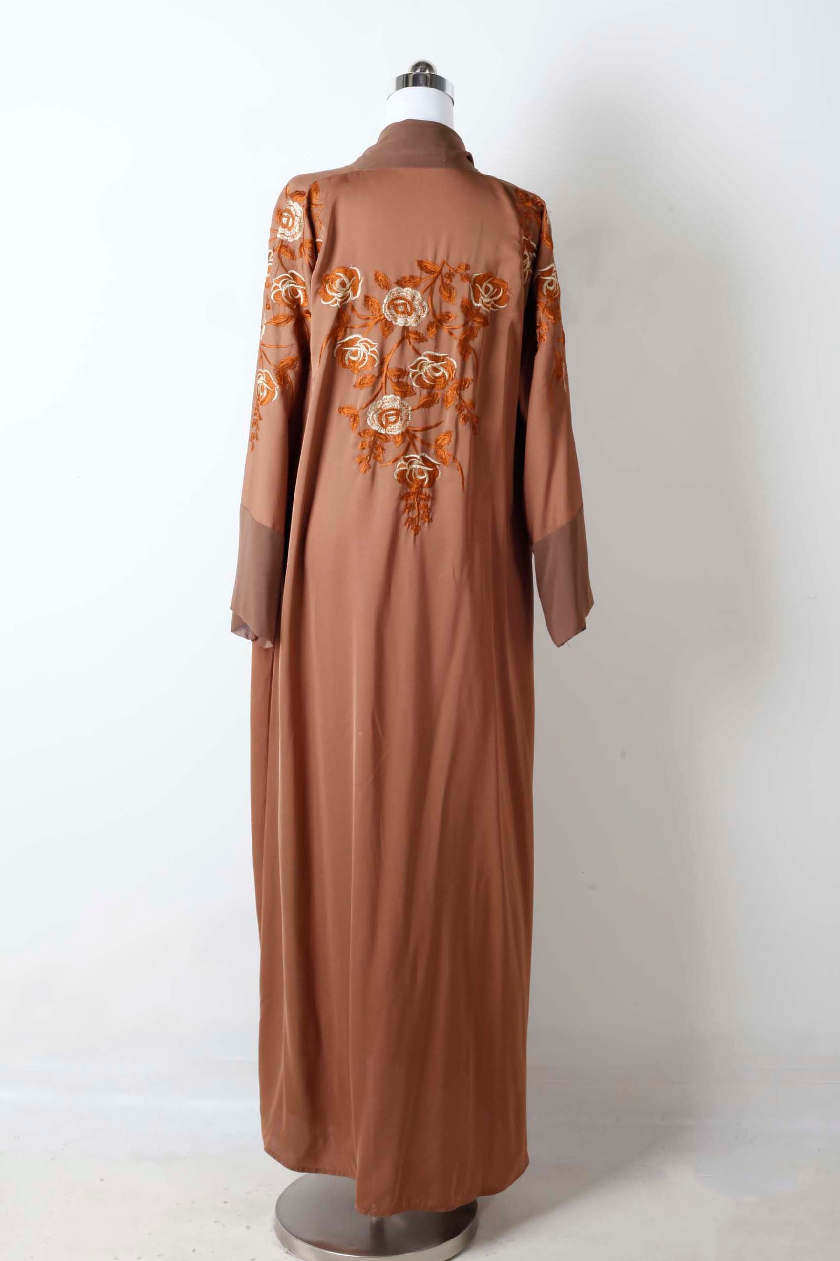 Rust Brown Abaya with Embroidery