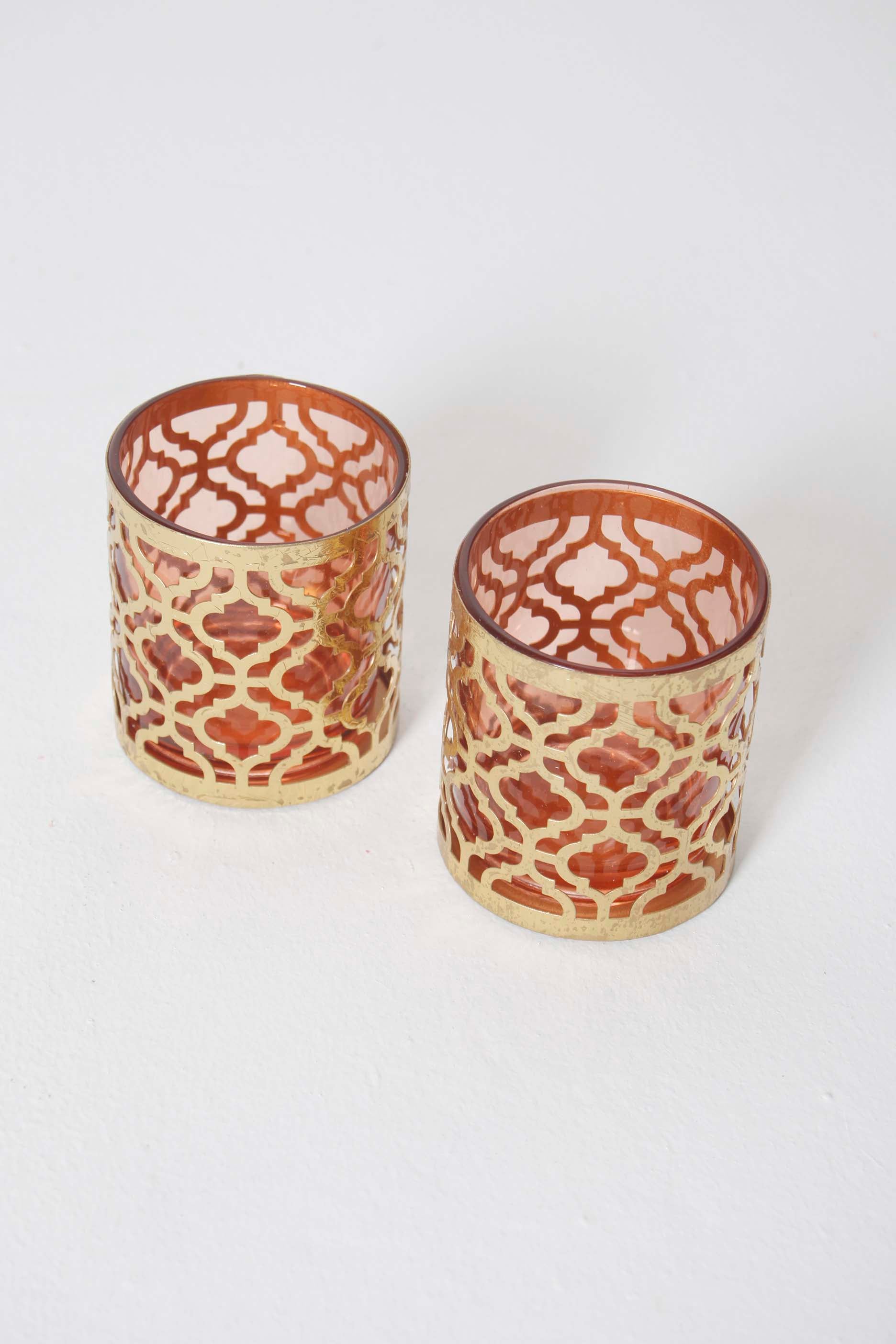 Red and Gold Candle Holders (set of 2)