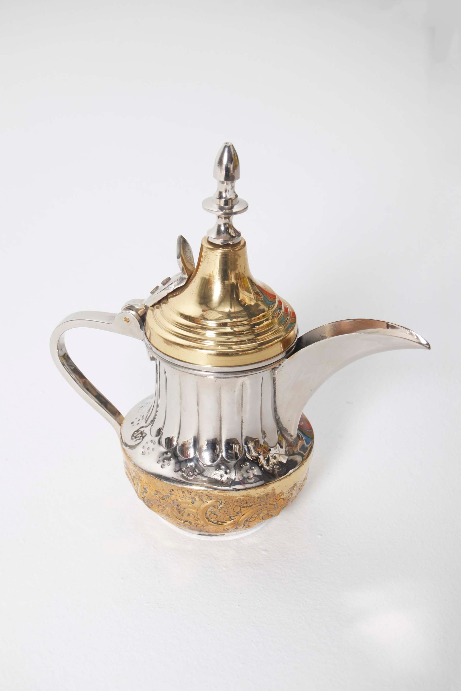 Silver and Gold Arabic Coffee Pot - Dallah