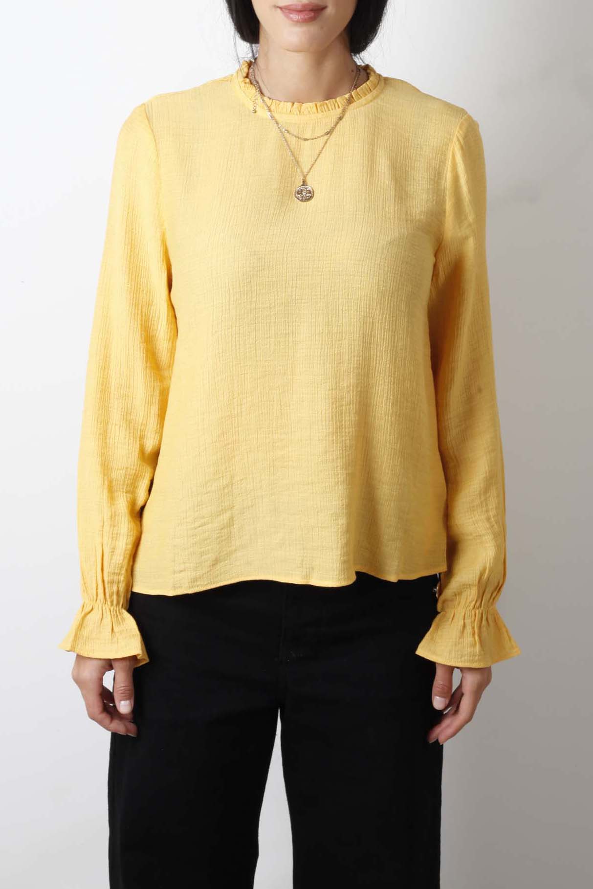 Yellow High-Neck Blouse