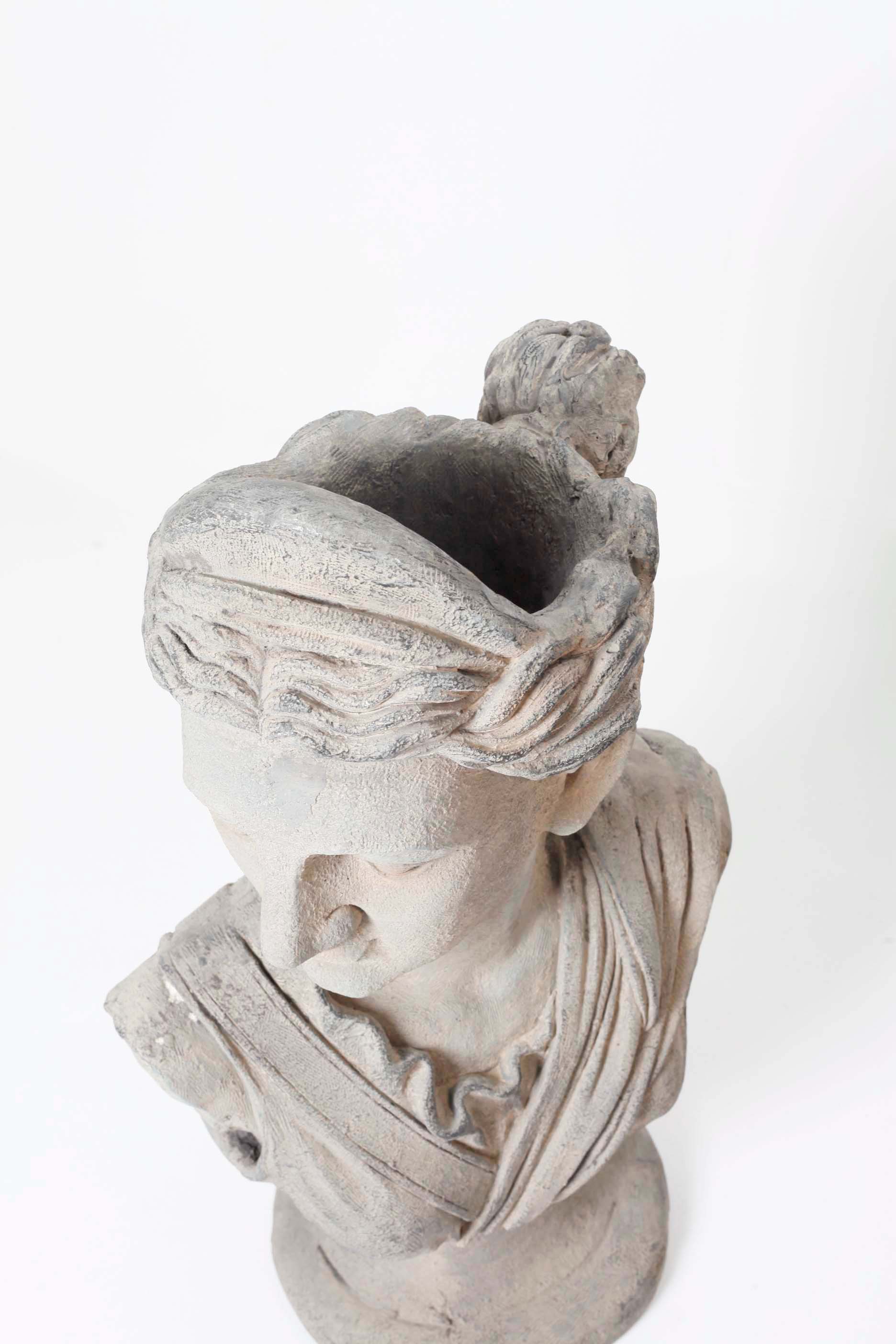 Roman Busts with plant pot head - 50 X 32 X 78cm