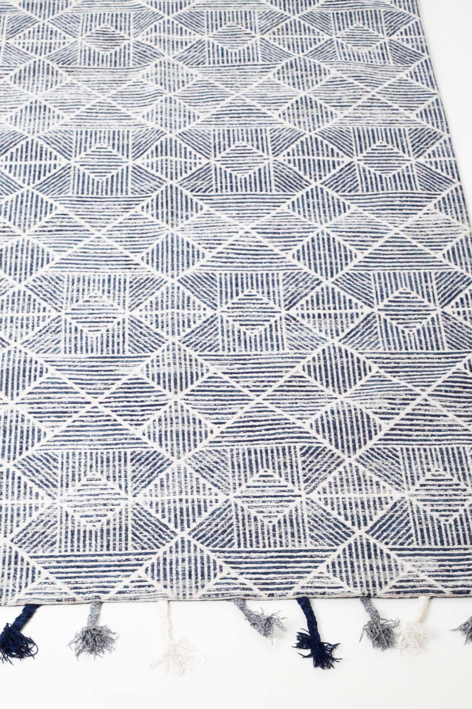 Blue Patterned Indoor-Outdoor Rug - 120cmx170cm