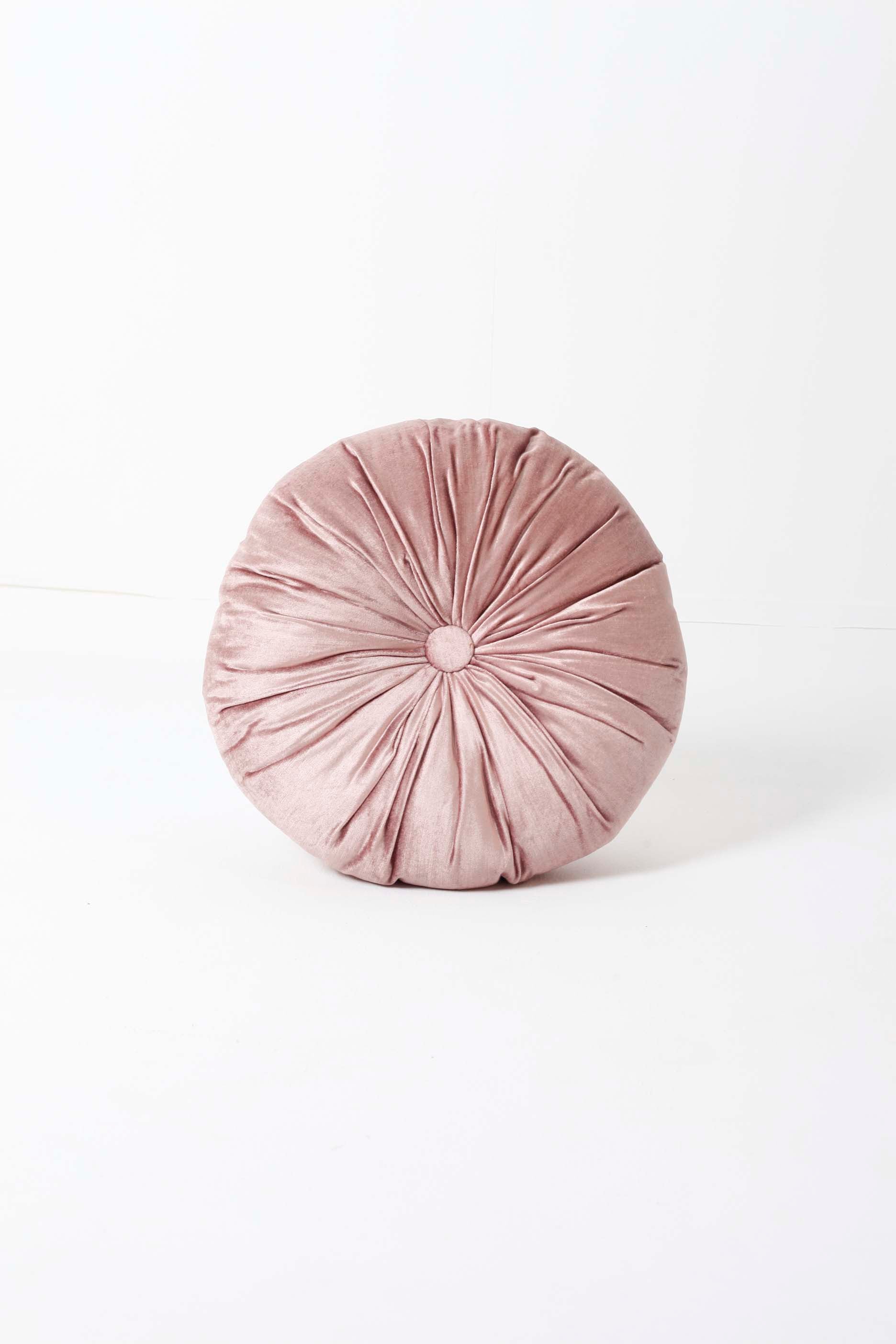 Round Soft Pink Velvet Throw Cushion