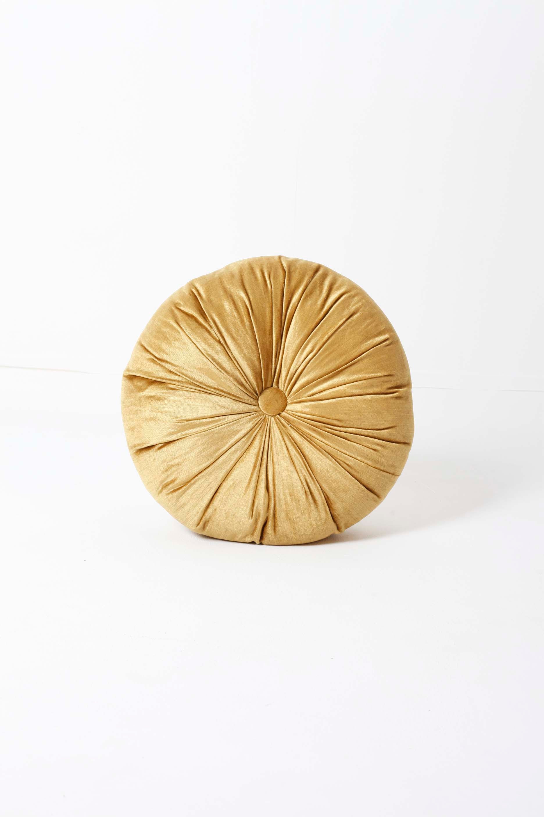 Round Soft Gold Velvet Throw Cushion