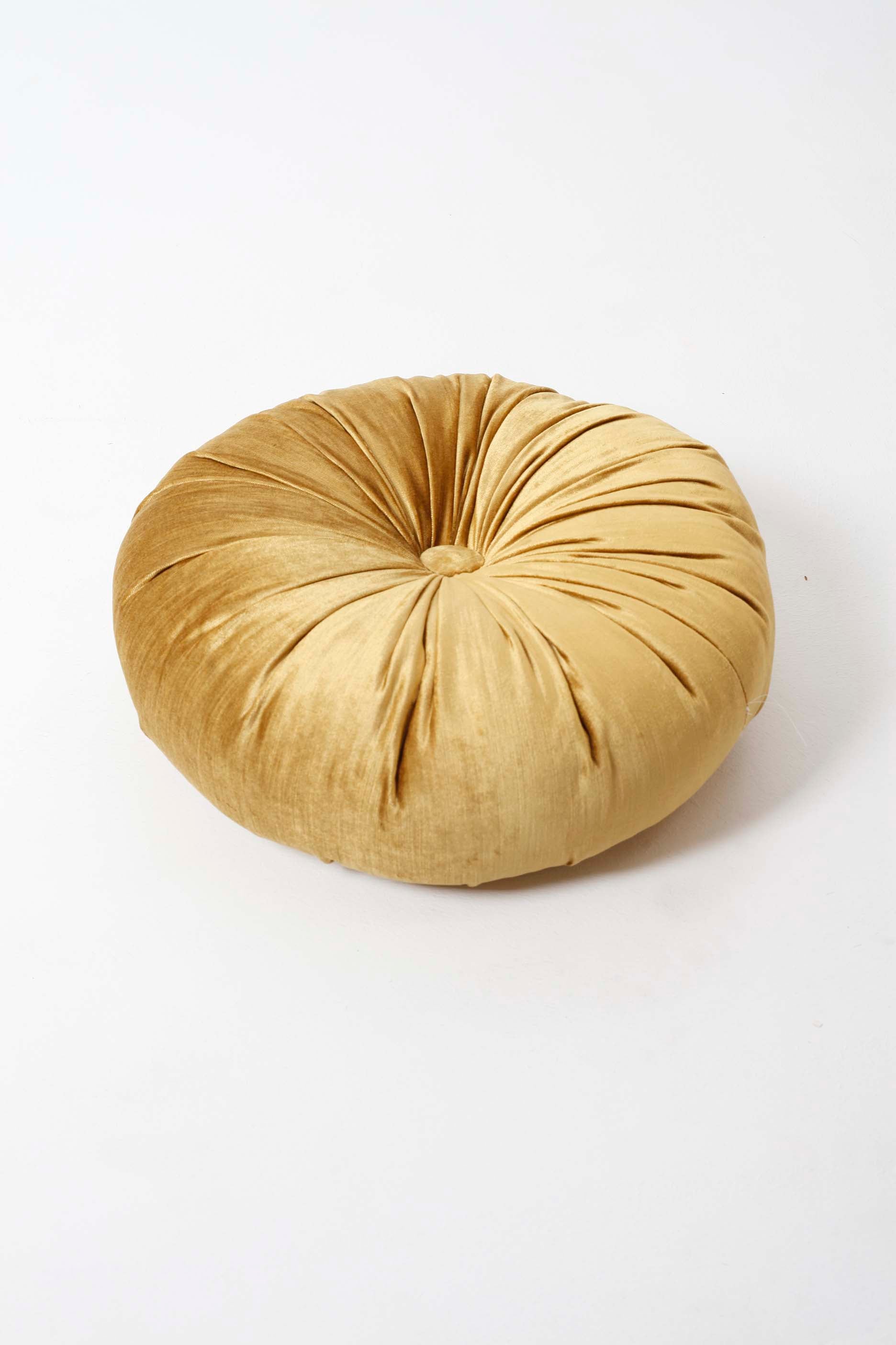 Round Soft Gold Velvet Throw Cushion