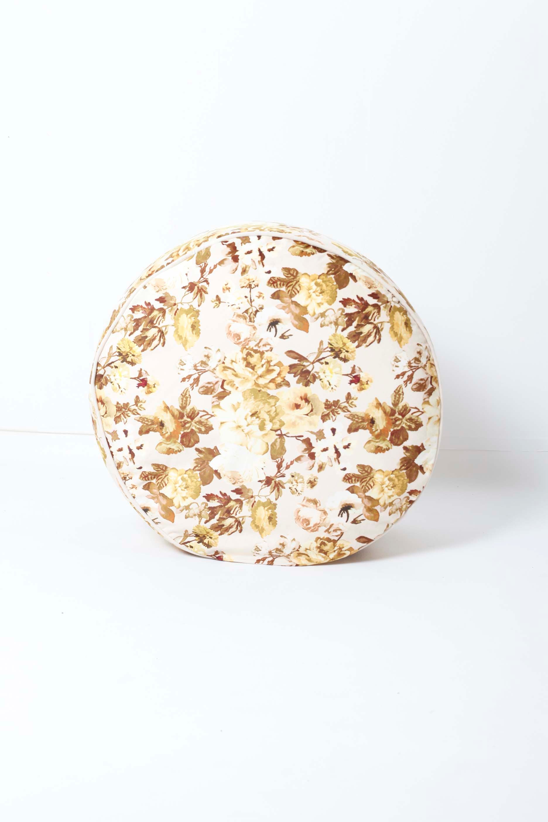 Retro Floral Round Pouf